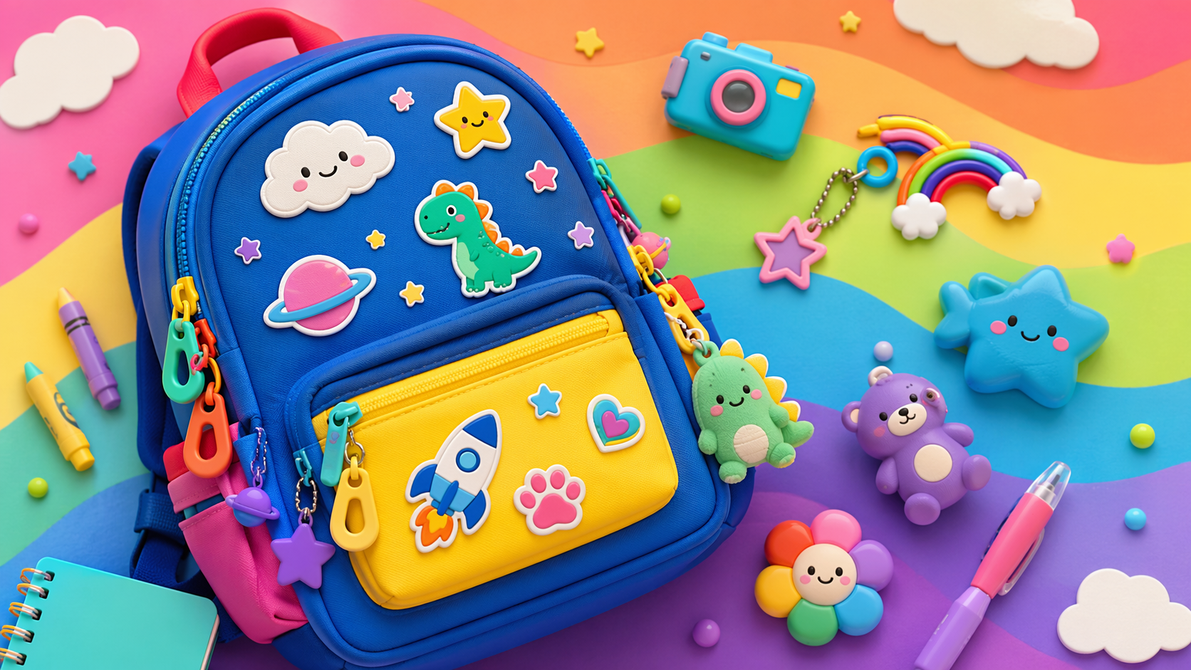 Dreamina kidcore filter prompt example 5: Cartoon Backpack Scene