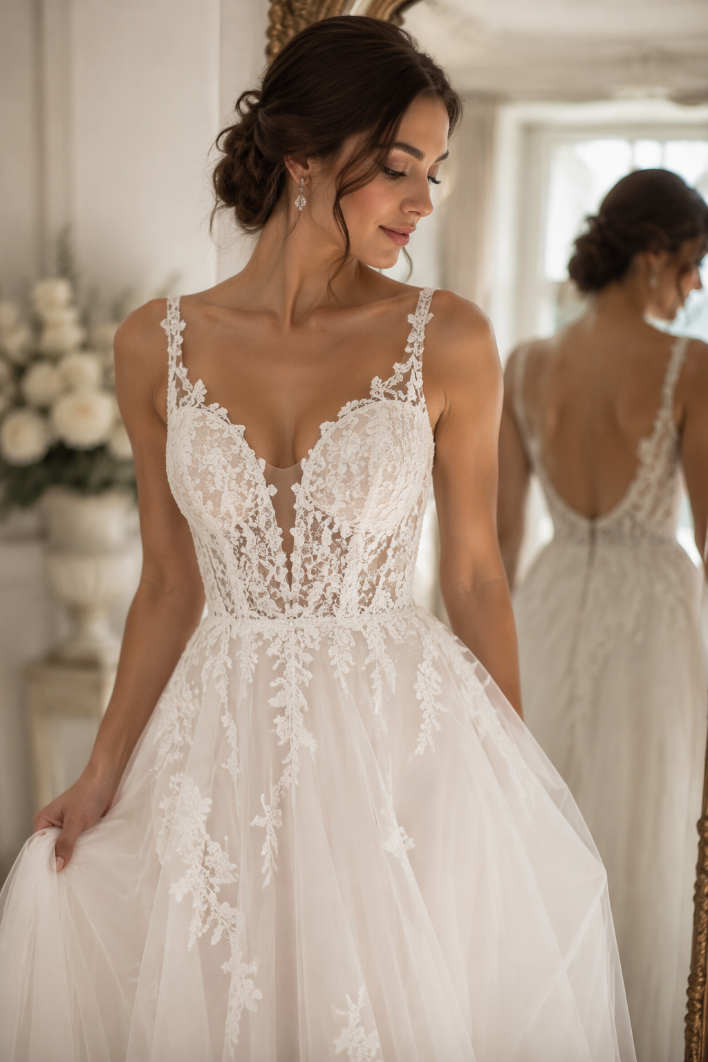 Dreamina wedding outfit try on prompt example 5: Color and Fabric Test