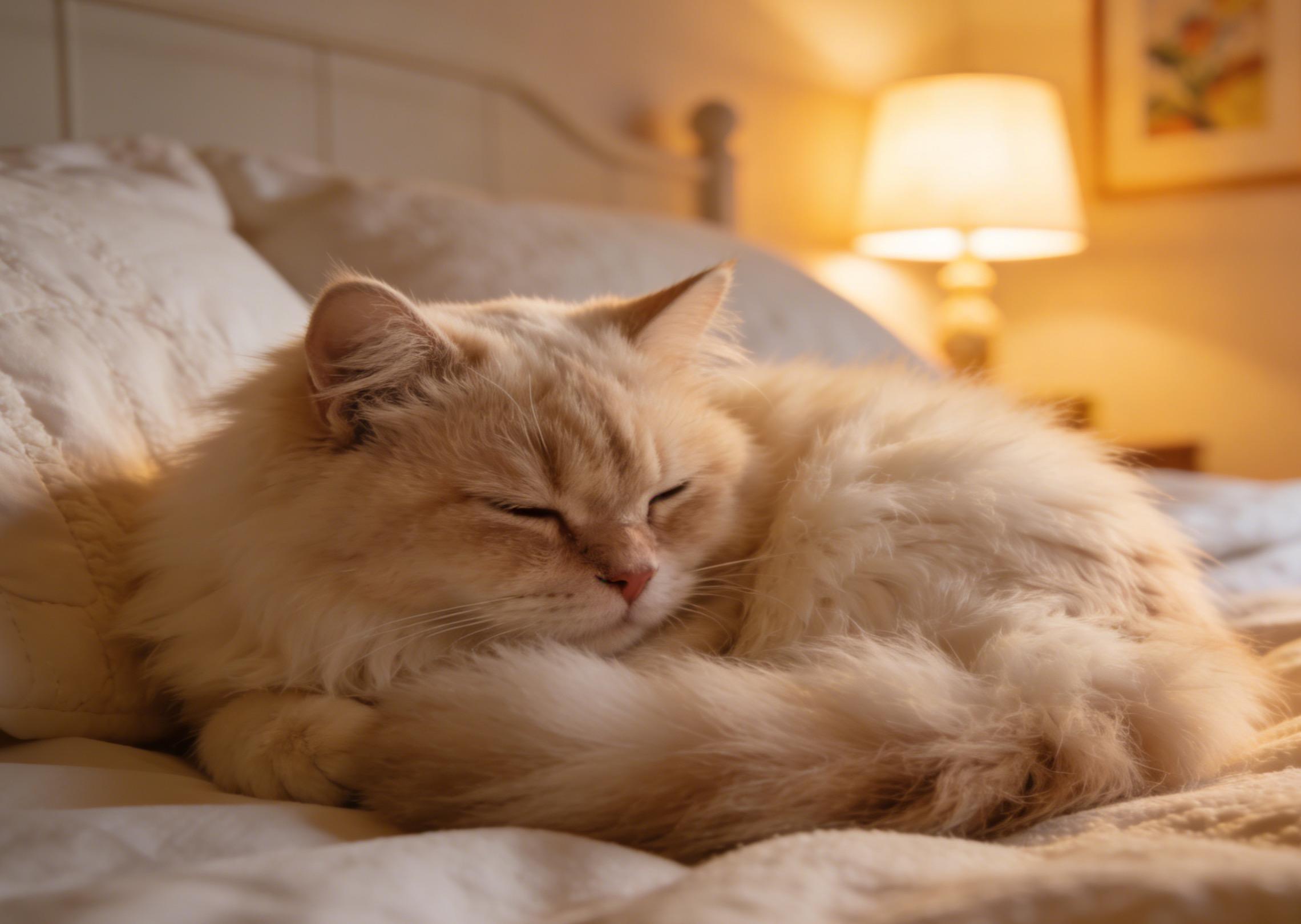 Préservez l'adorable chat allongé sur le lit