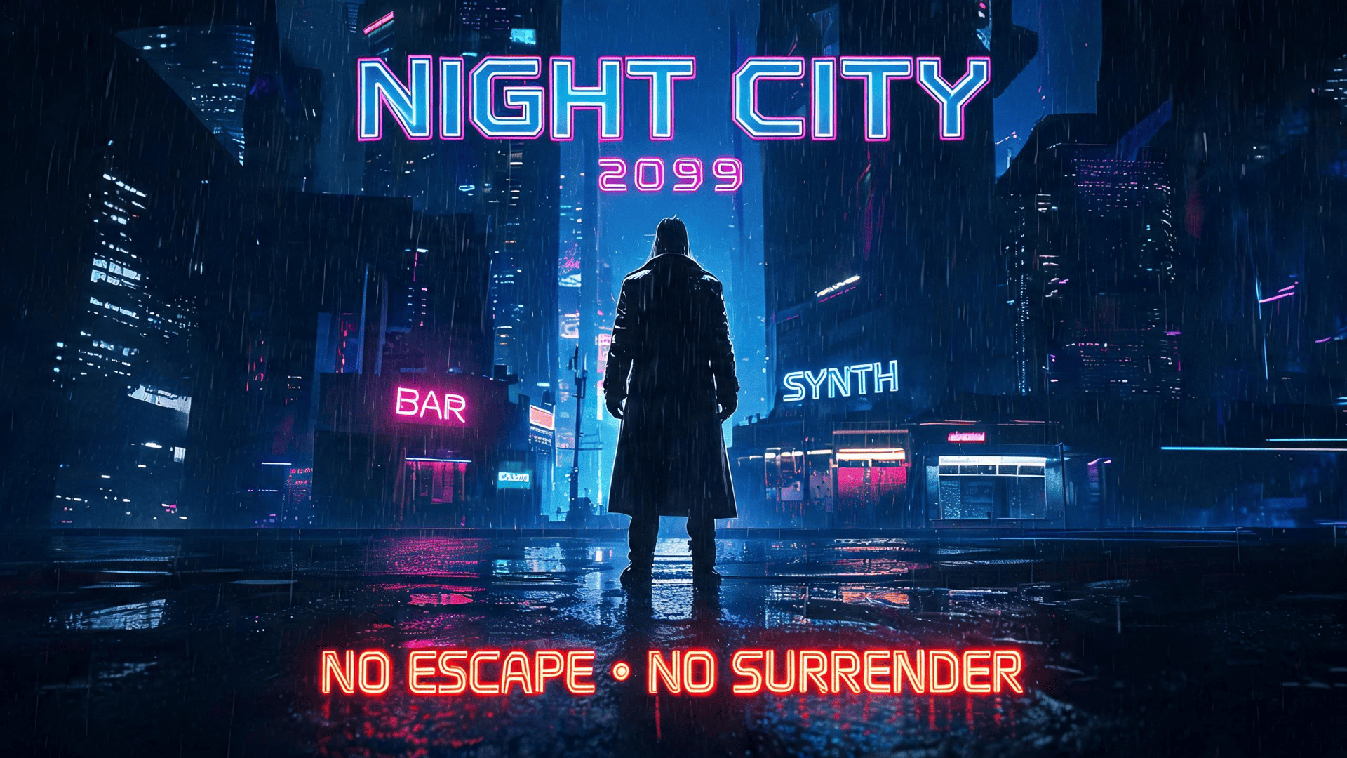 AI-generated neon noir poster