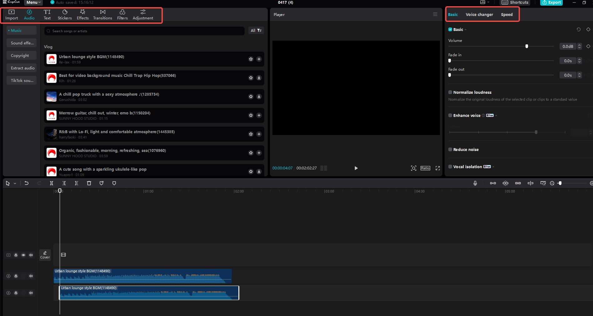 Edit audio