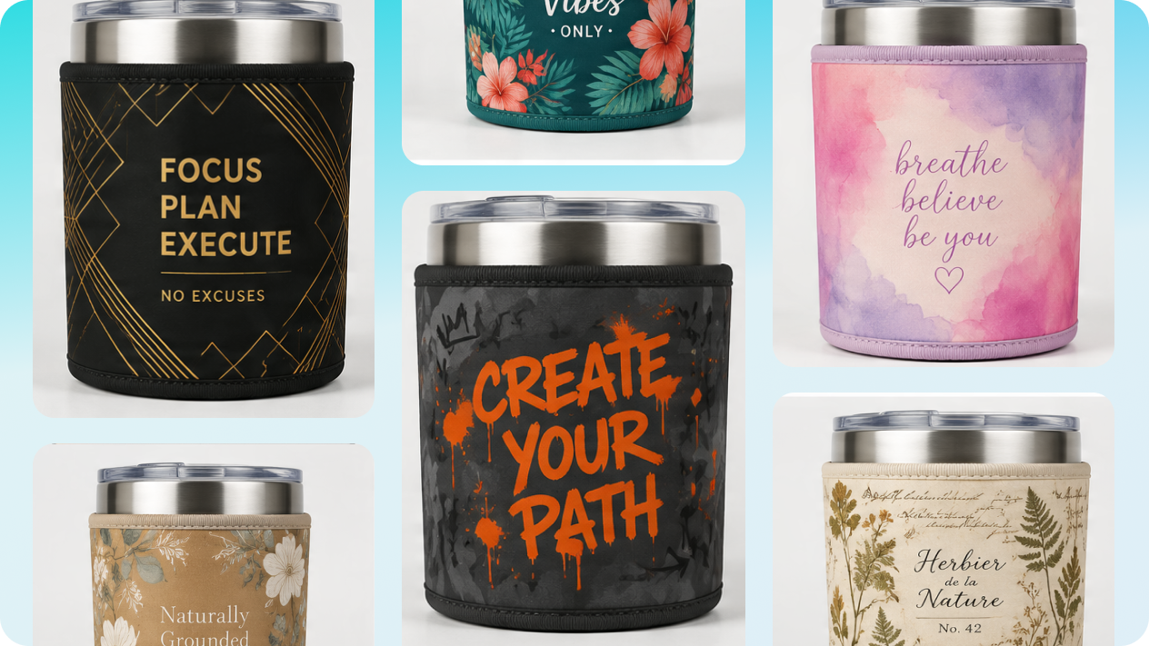 Generate a full set of personalized beer koozies with an AI agent