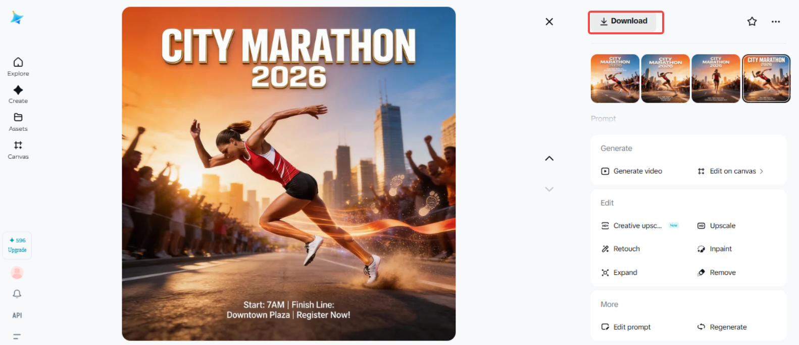Herunterladen des Marathon-Posters in Dreamina