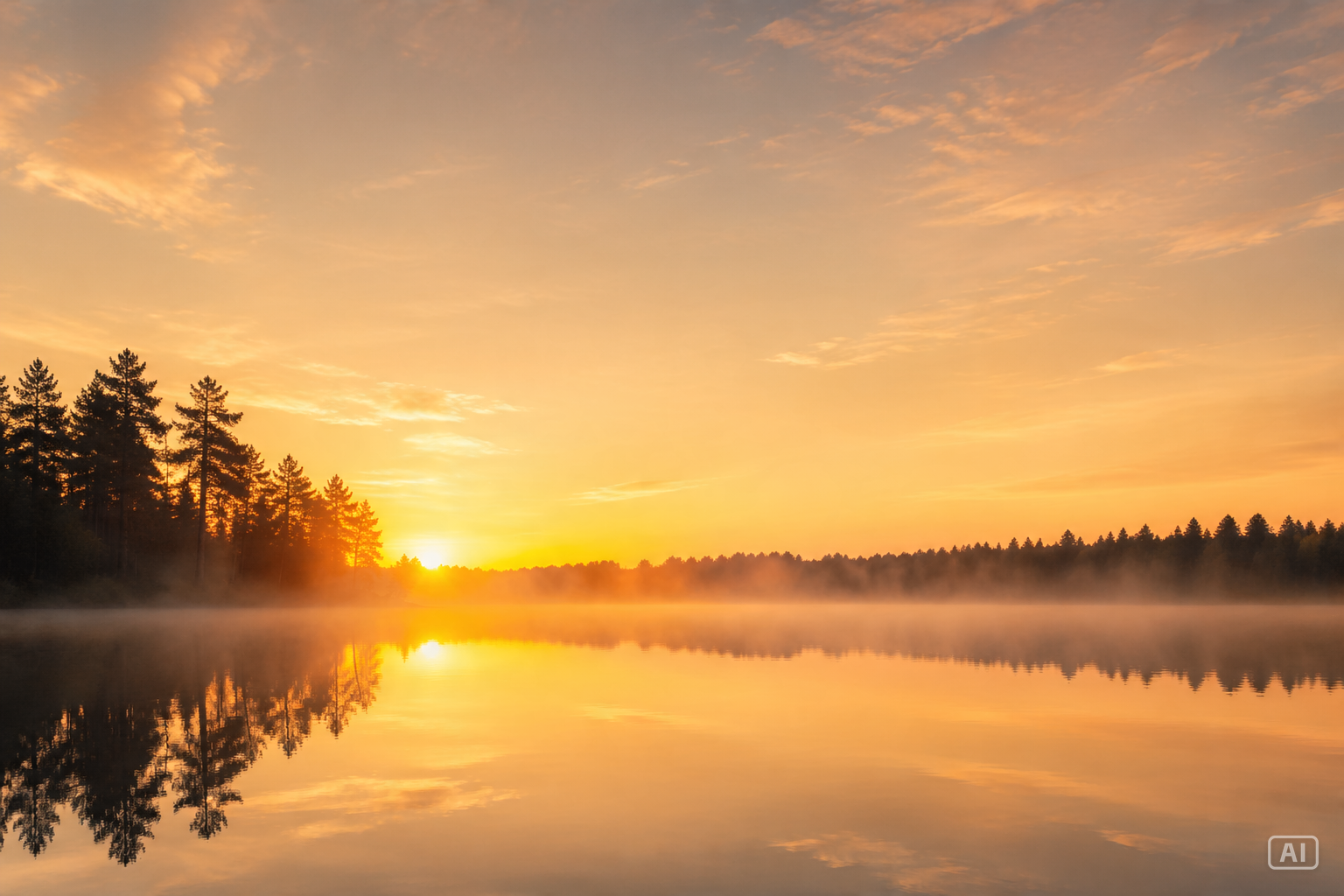 Lake reflection good morning image generated by Pippit