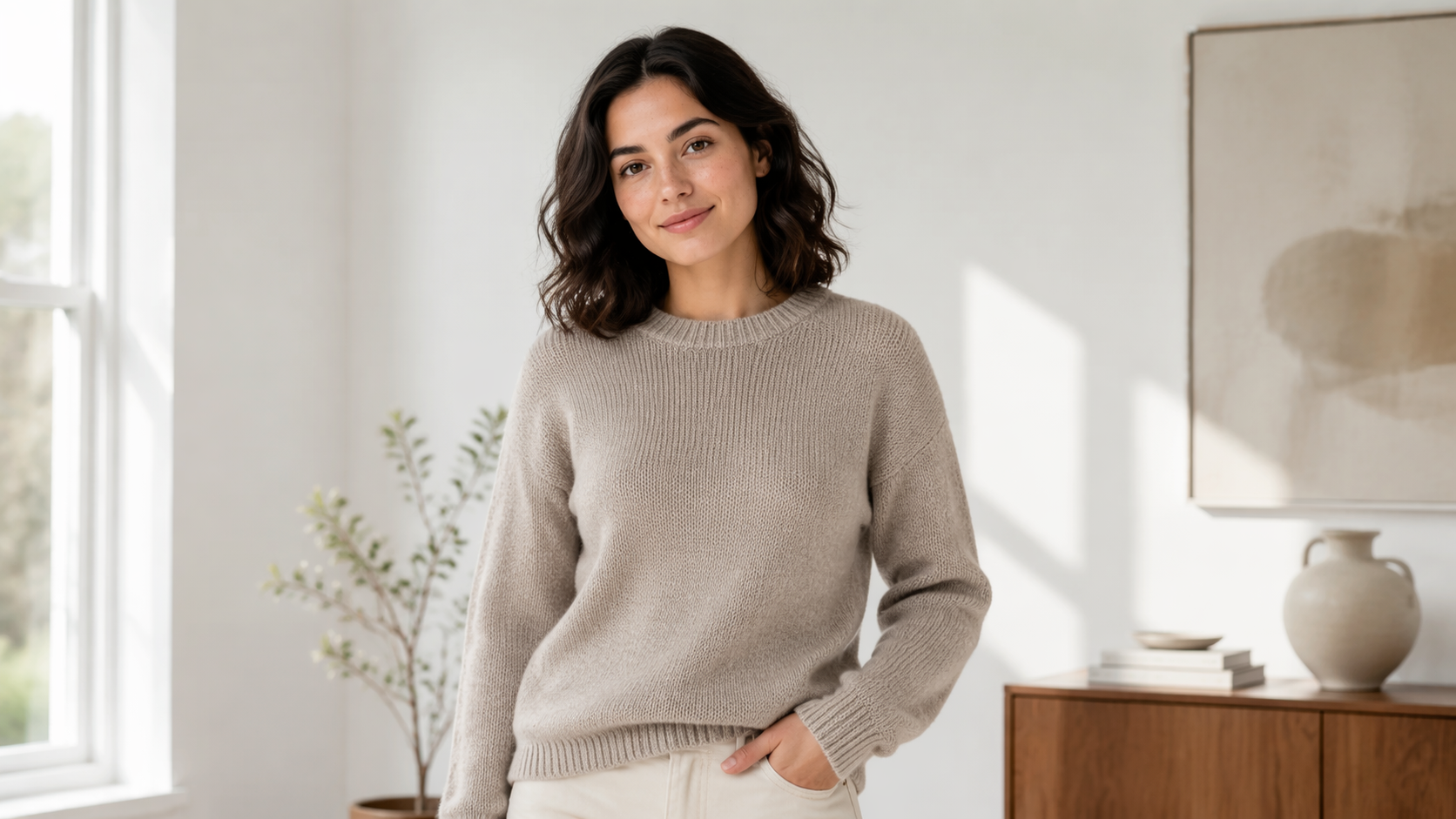 Dreamina virtual sweater try on prompt example 1: Chunky Knit Sweater