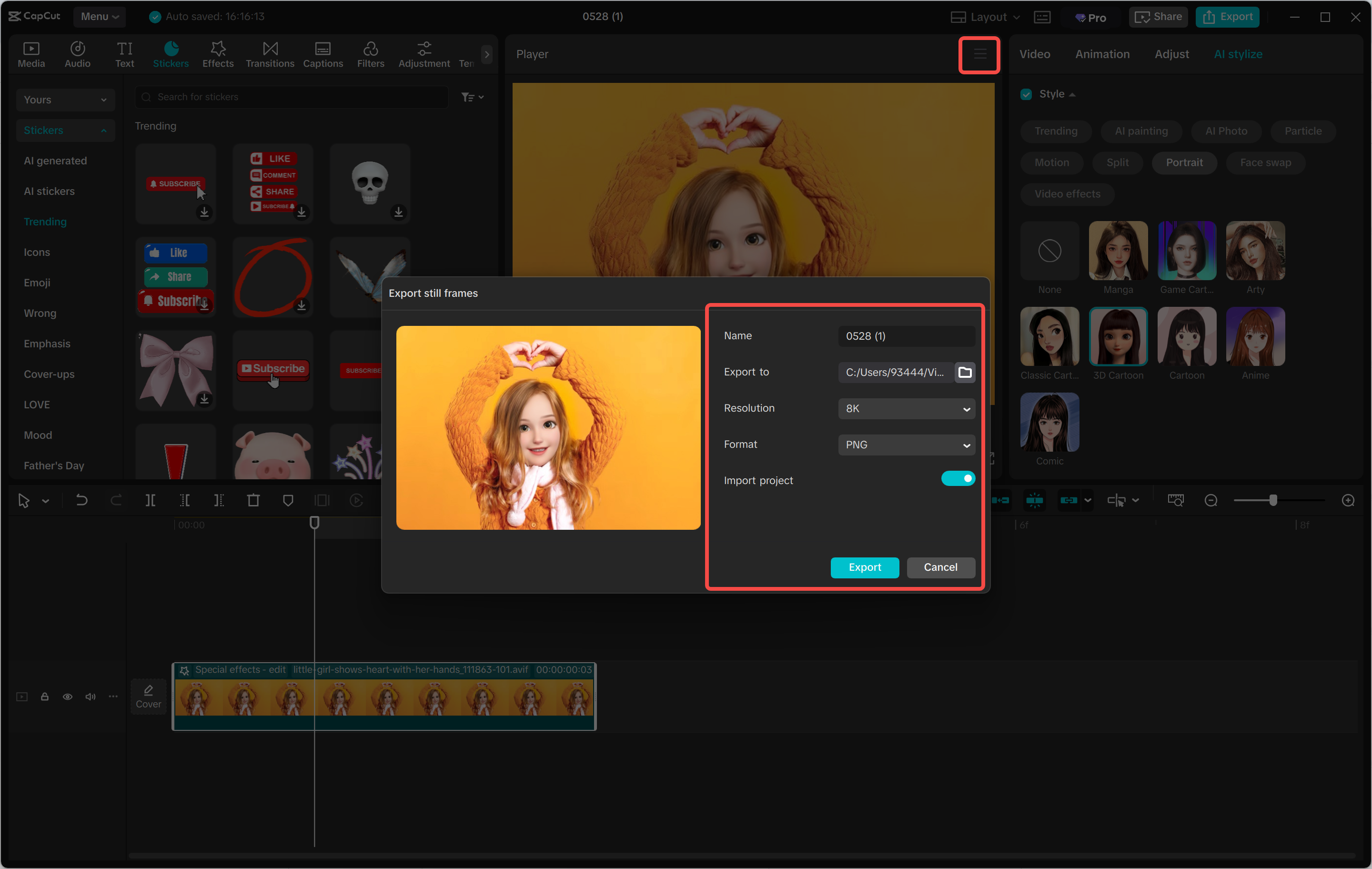 I-export ang larawan sa CapCut desktop video editor