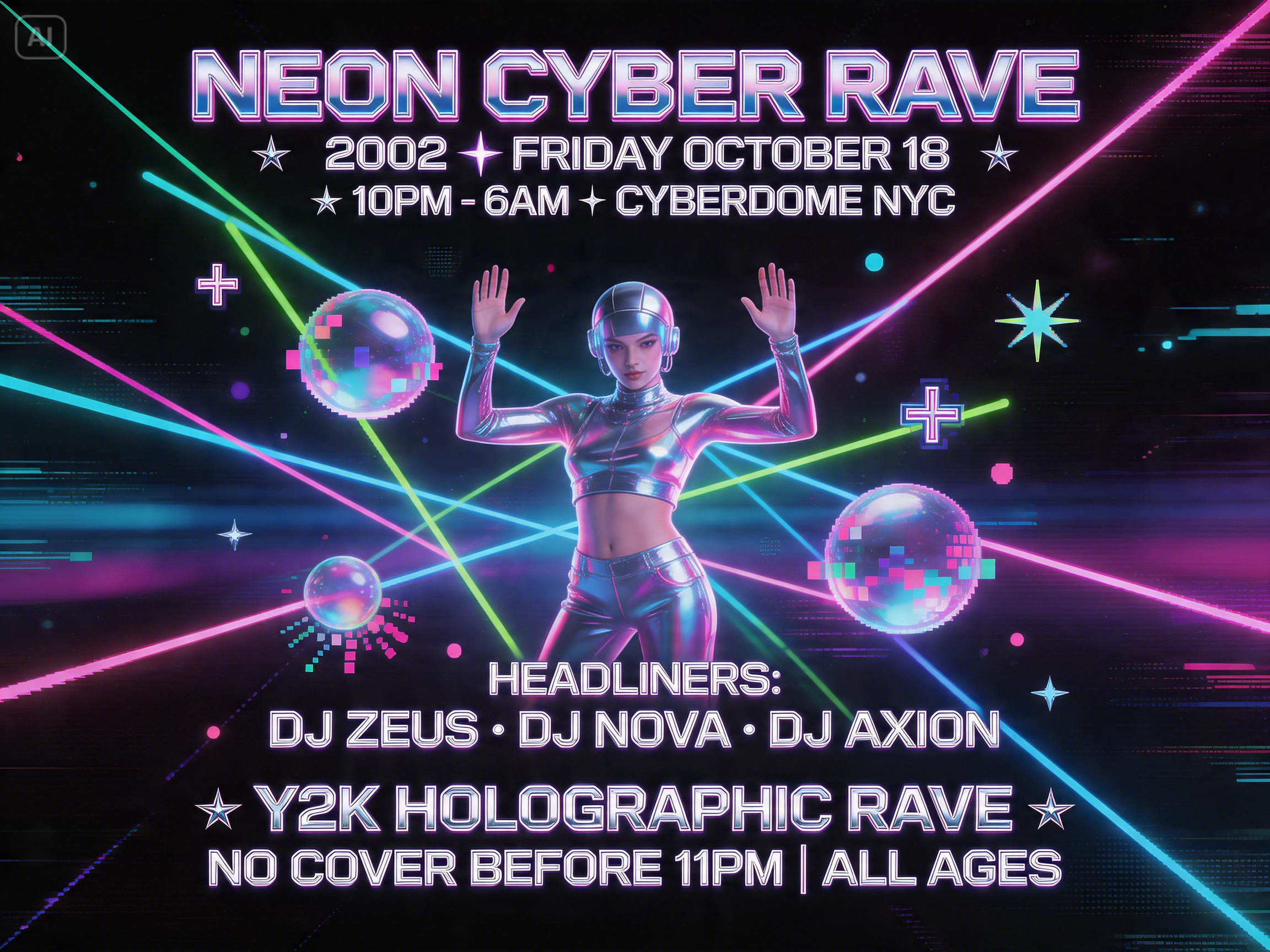 Aufforderung für ein Y2K-Rave-Poster