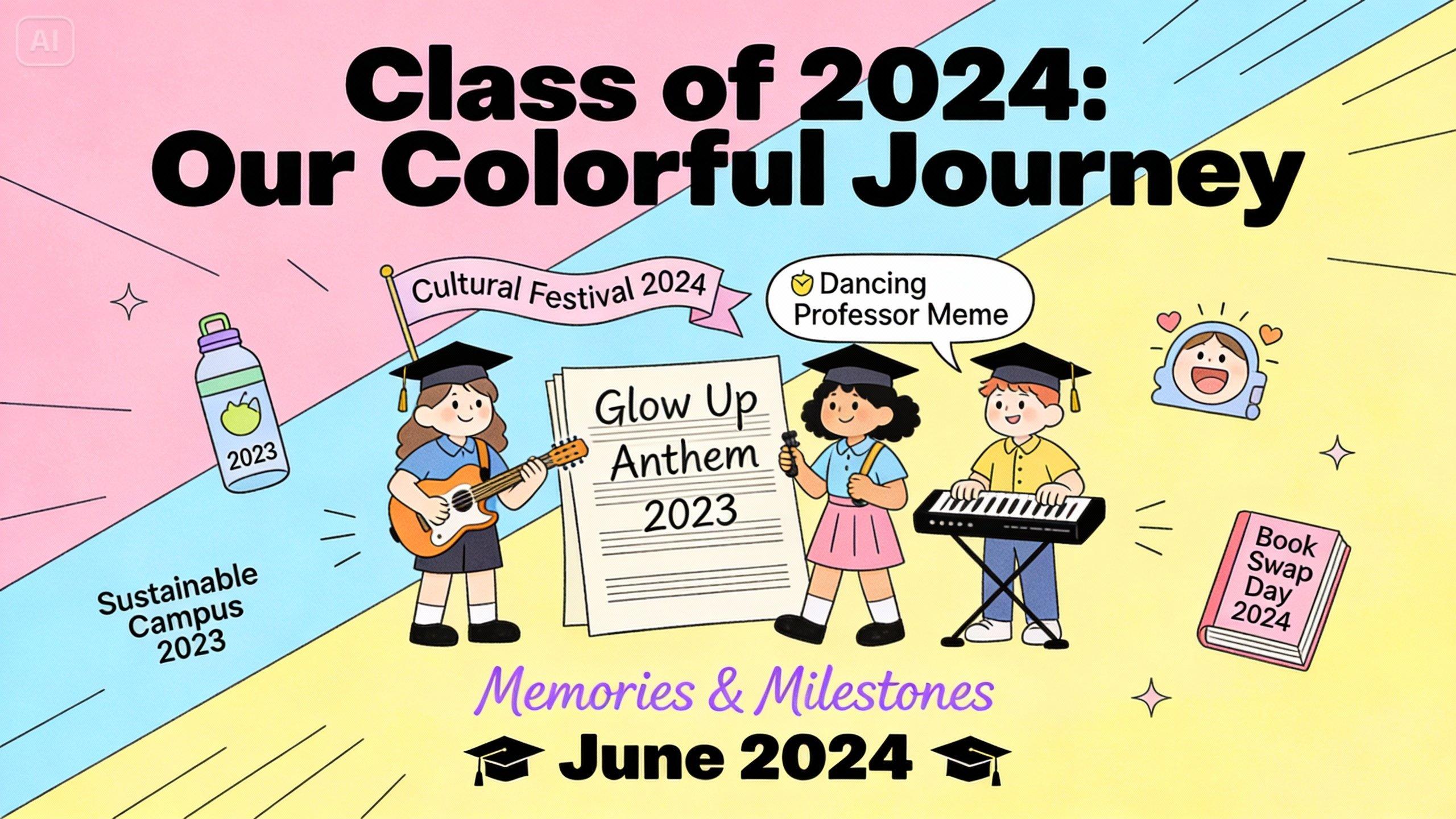 un simpatico poster di laurea con una lista di eventi della cultura pop