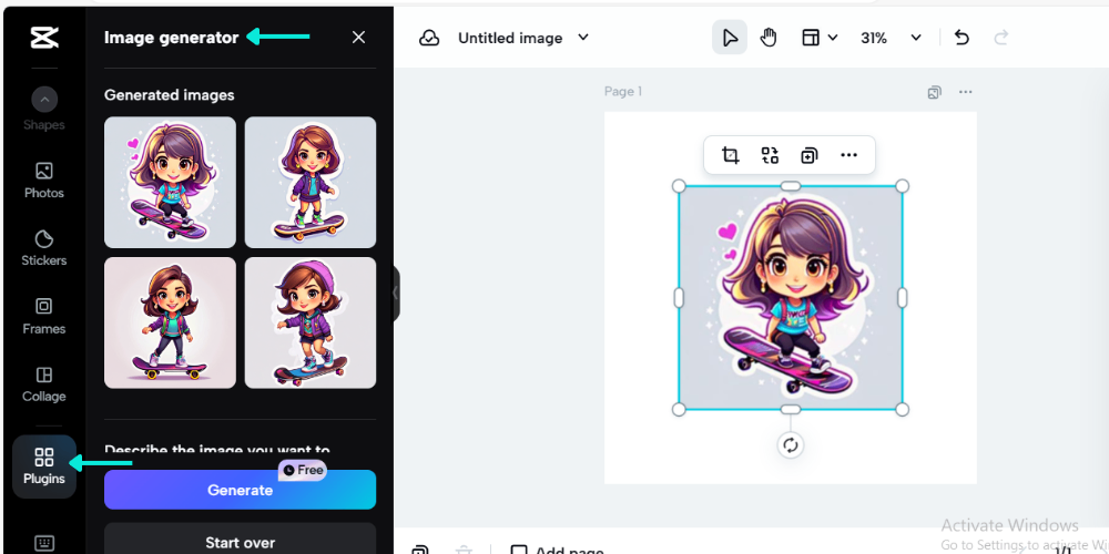 Acessando gerador de imagem