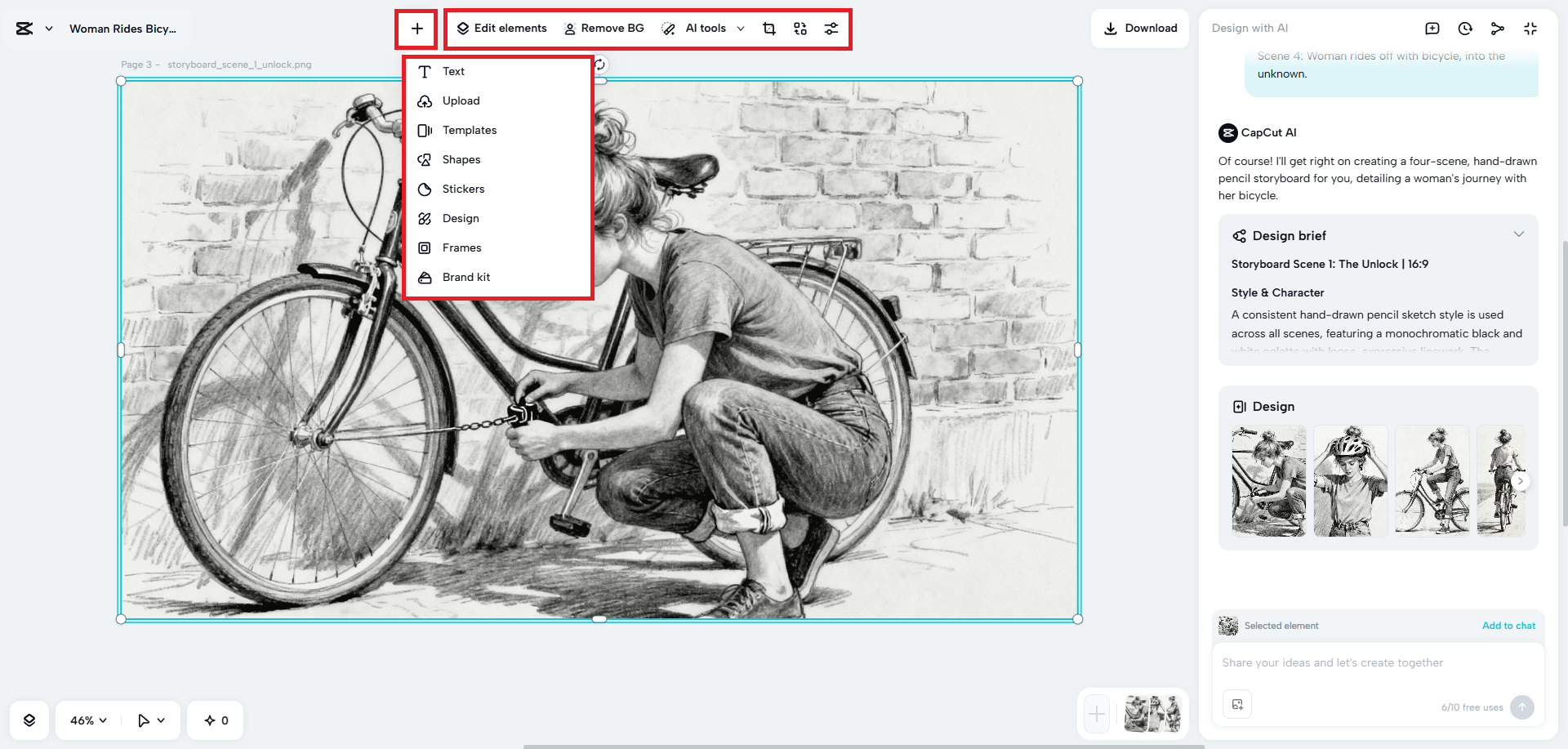 Ręczna edycja projektu storyboardu