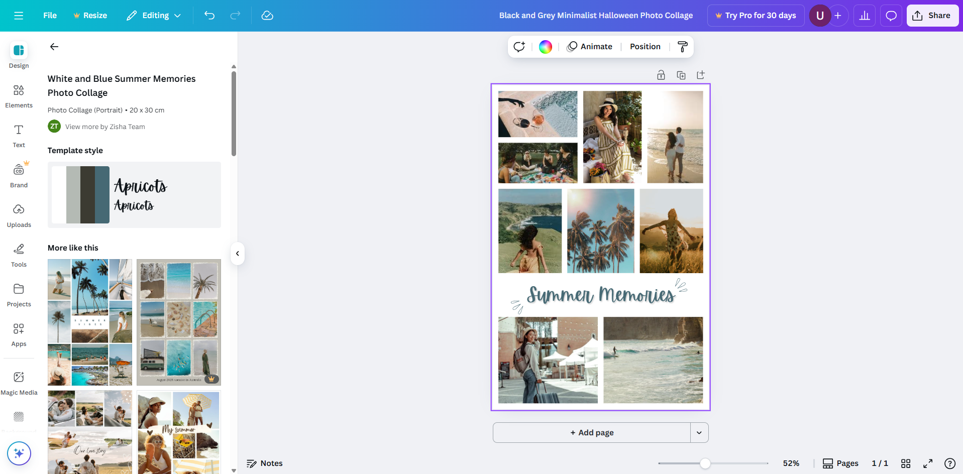 Bright summer vacation photo collage with vibrant colors
