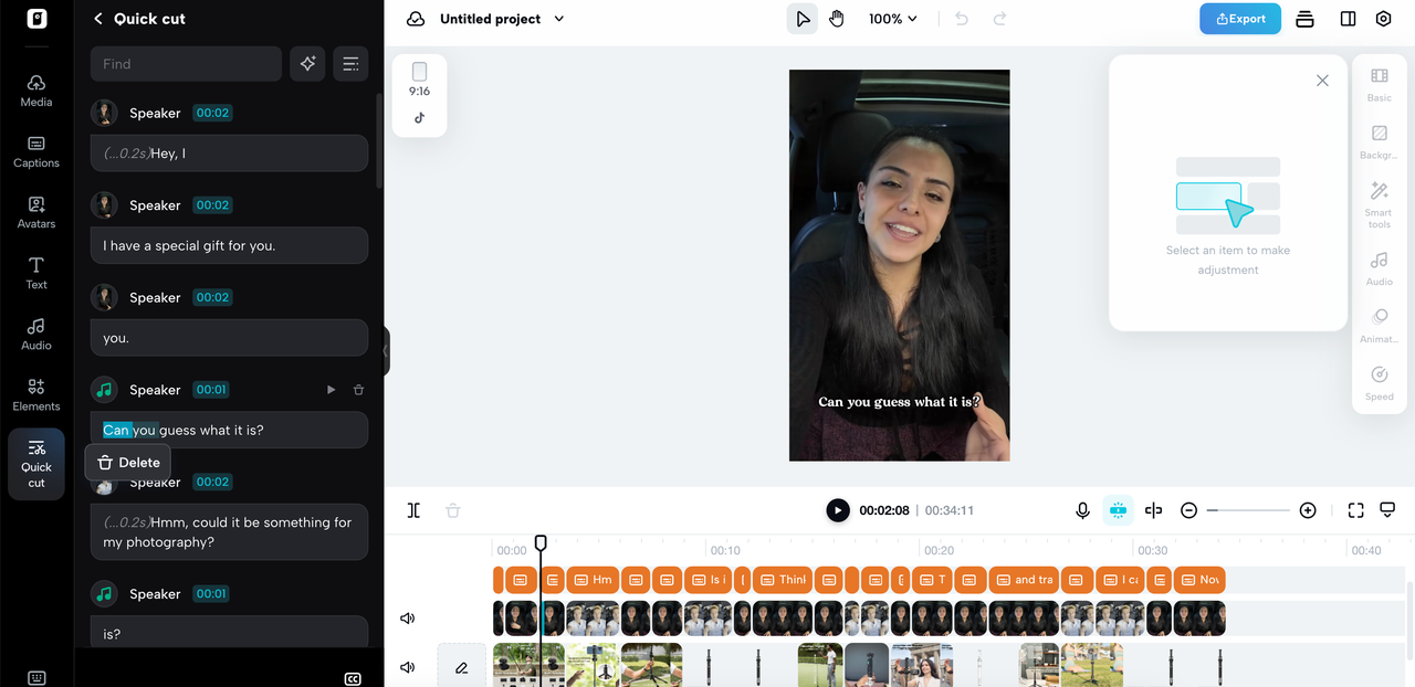 Taglia il tuo video con i testi