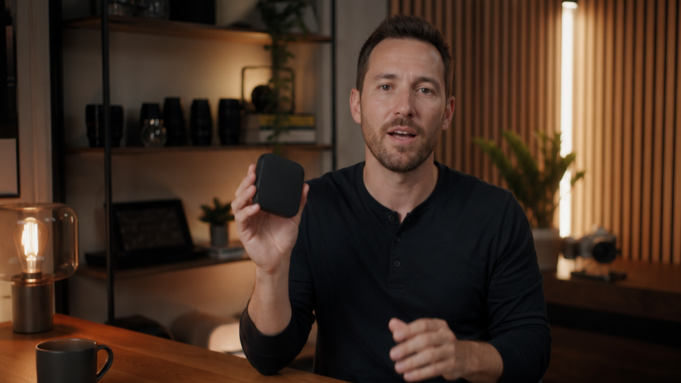 YouTube Advertising Video prompt example 1 - Creator Hook At A Clean Studio Desk