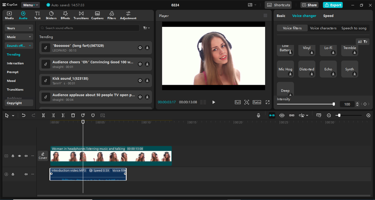 Interface de CapCut éditeur vidéo de bureau