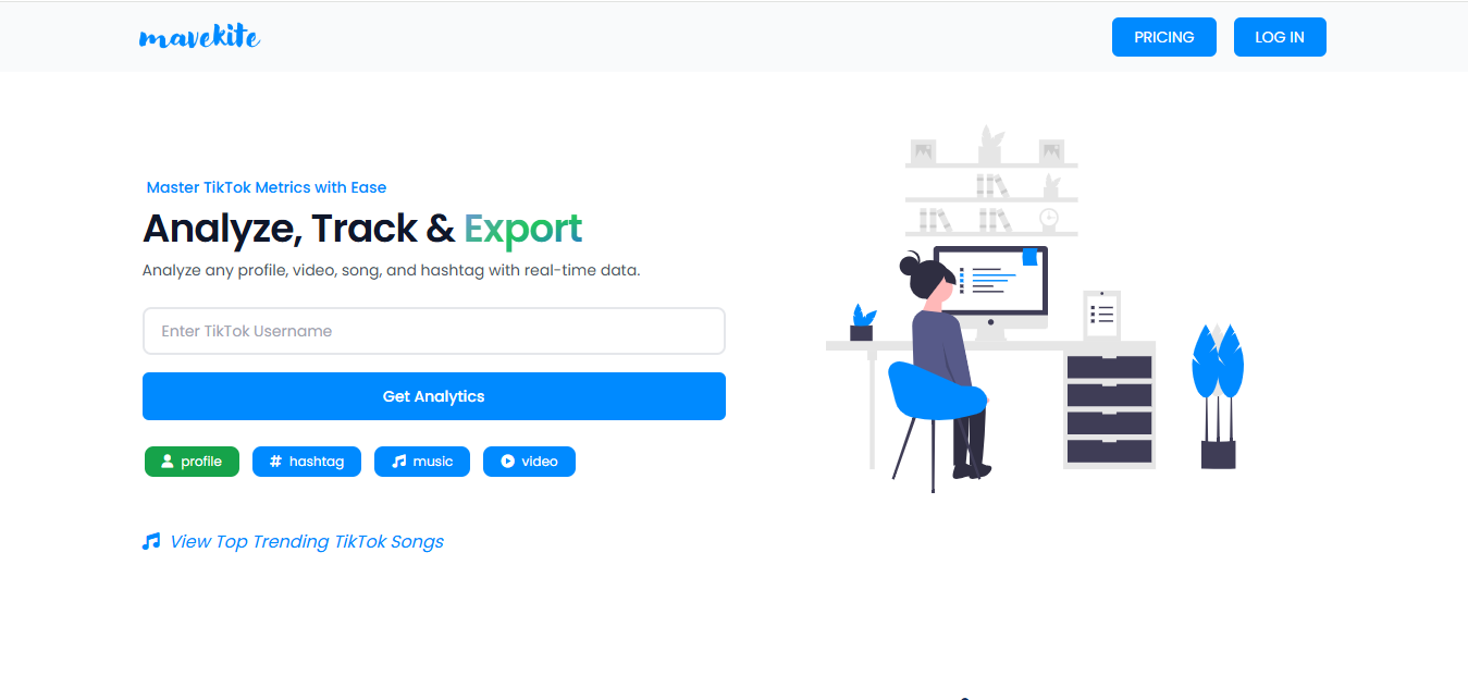 MaveKiteのインターフェース-有名なTikTokの無料分析ツール