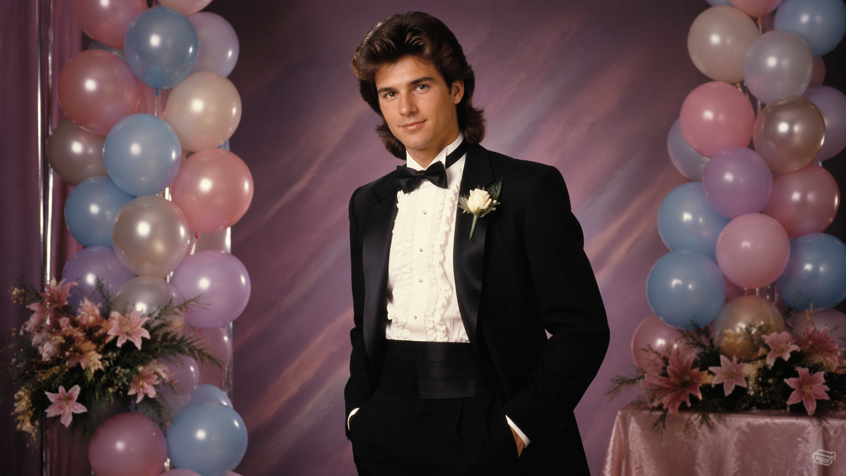Dreamina 1980s Prom Photo Filter prompt example 2: Retro Dance Portrait