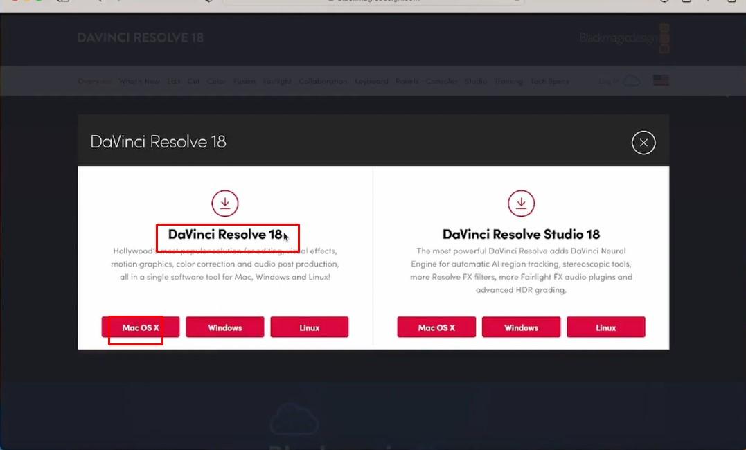 Davinci Resolve Mac herunterladen