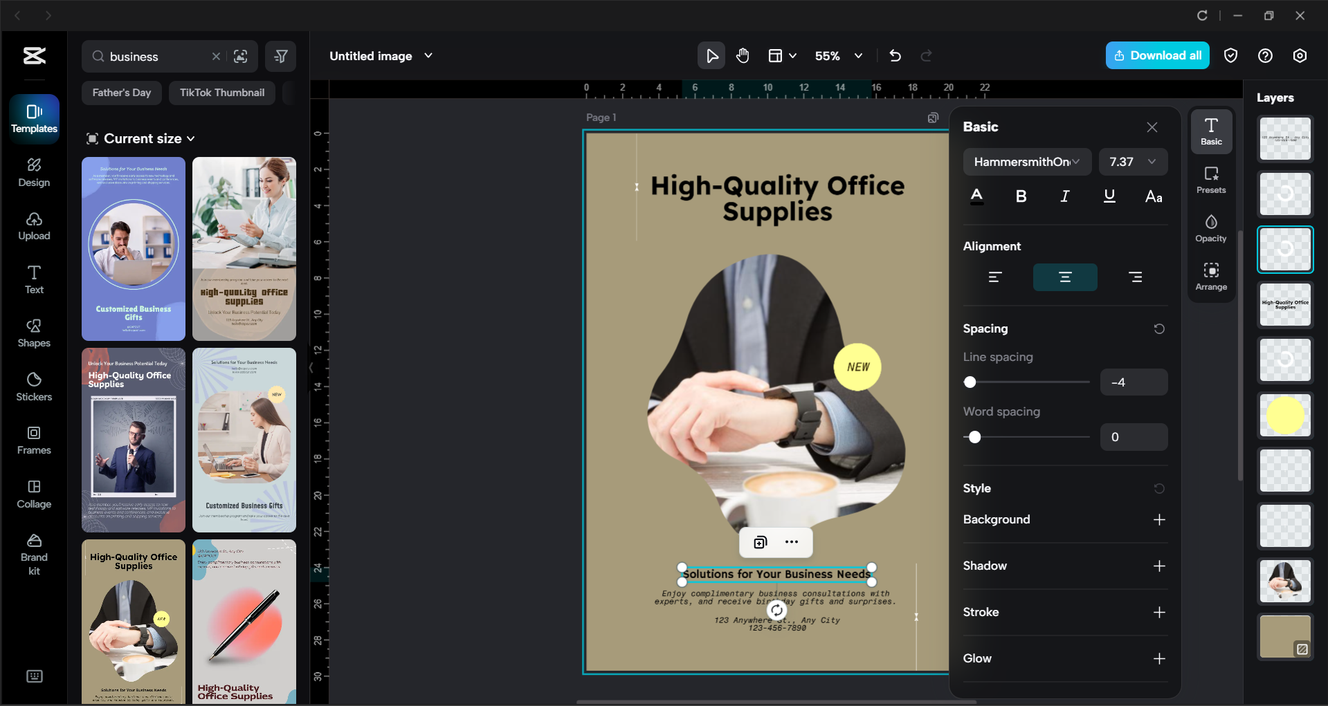Interfaccia dell'editor video desktop di CapCut - uno strumento utile per creare volantini aziendali