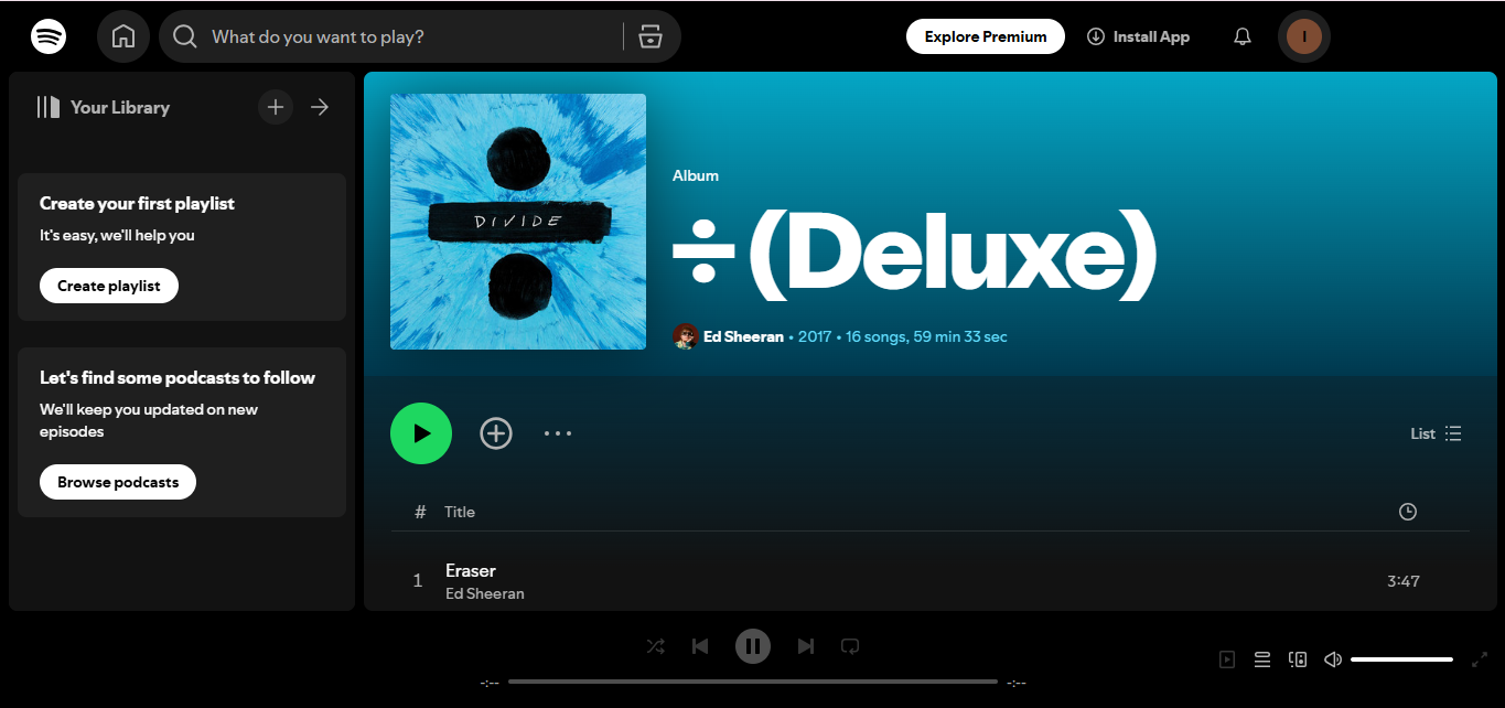 ÷ (Divide) d'Ed Sheeran - l'album le plus joué sur Spotify dans le monde