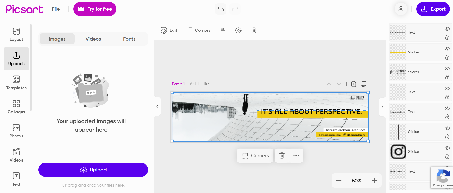 Create free LinkedIn cover photos with Picsart