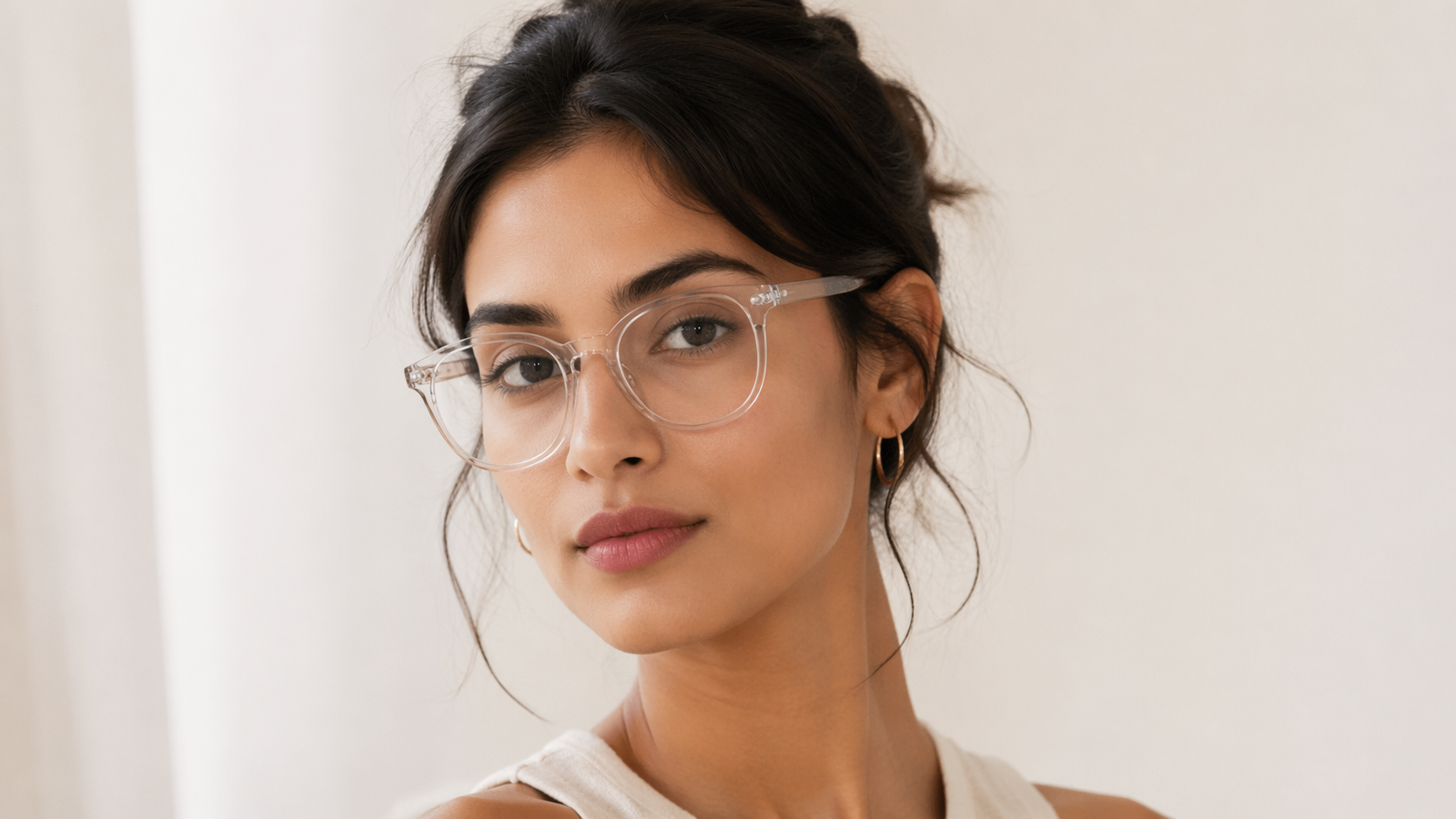 Dreamina virtual glasses try on prompt example 1: Clear-Frame Eyeglasses