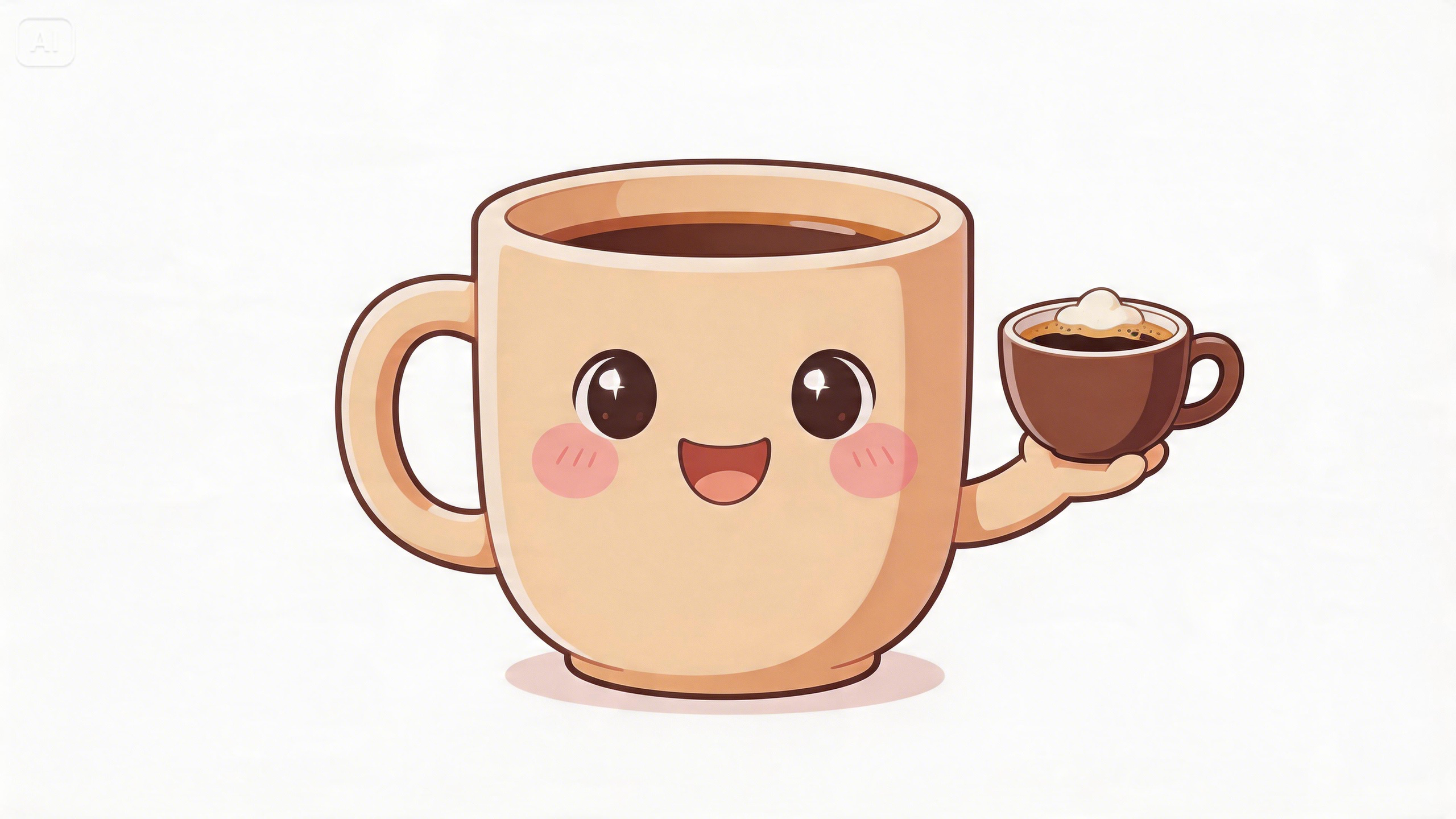 Aufforderung für ein süßes Kaffeebar-Maskottchen-Logo