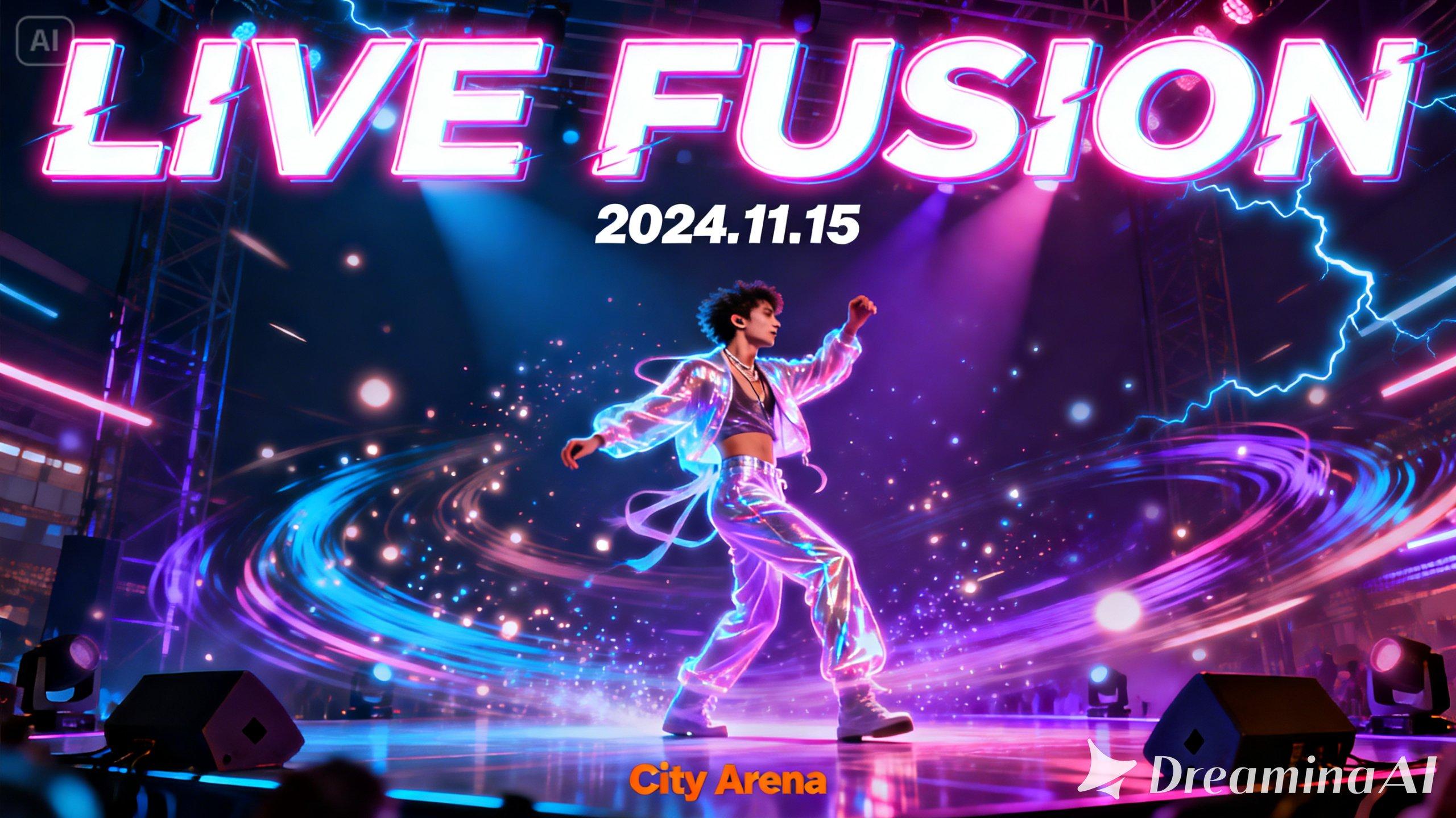 Animated live performance poster with dynamic motion effects