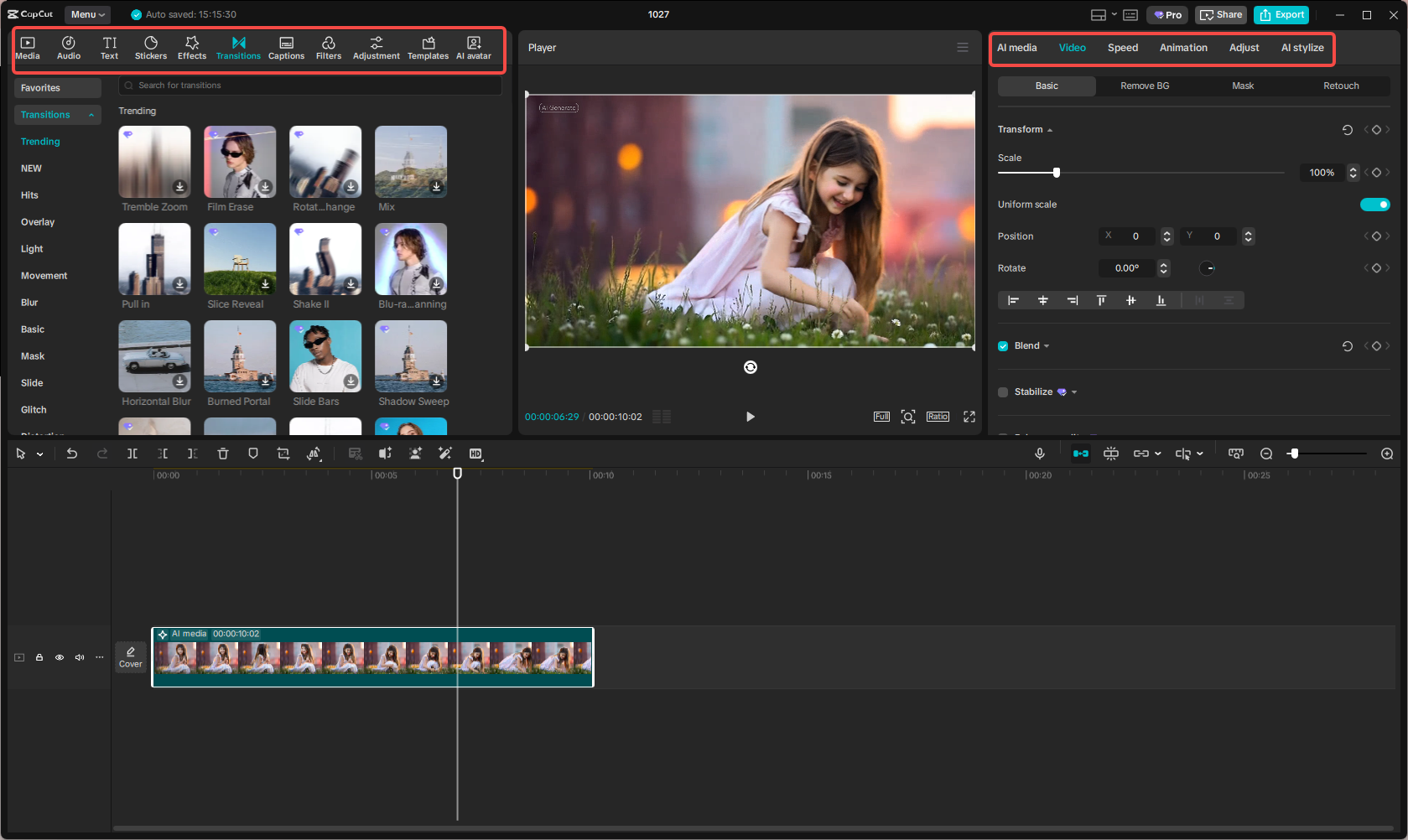 Yapay zeka tarafından oluşturulan videoyu CapCut düzenleme ve geliştirme
