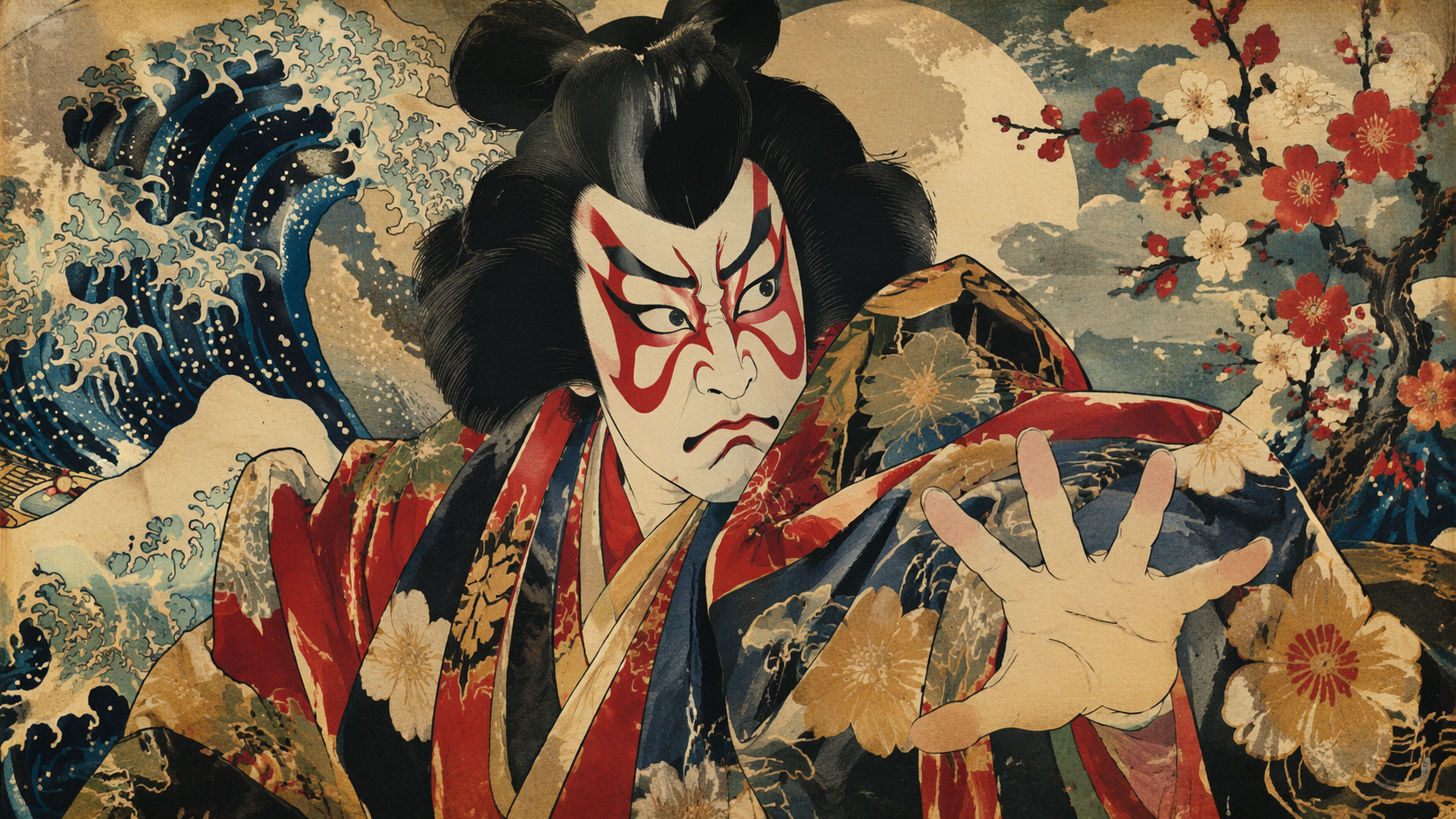 Dreamina AI Ukiyo E filter prompt example 6: Vintage Print Landscape