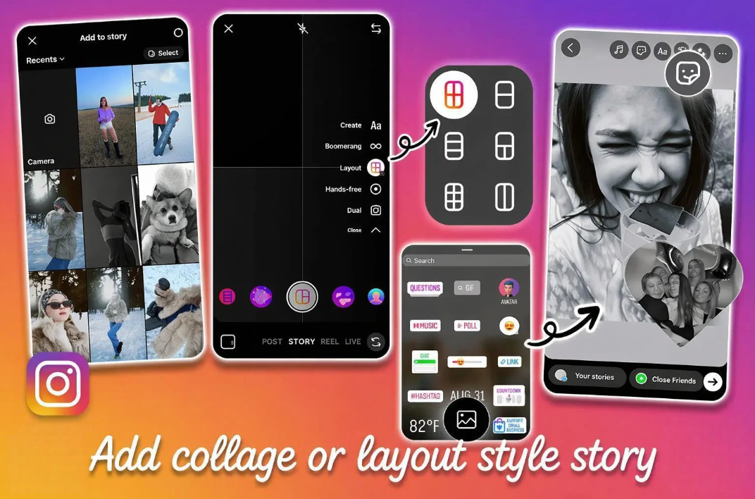 Create a collage/ layered/ or layout style story