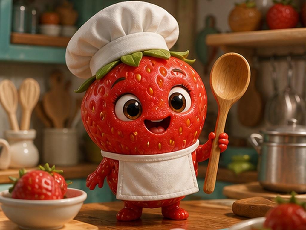 AI Fruit Character Prompt prompt example 1 - Strawberry chef