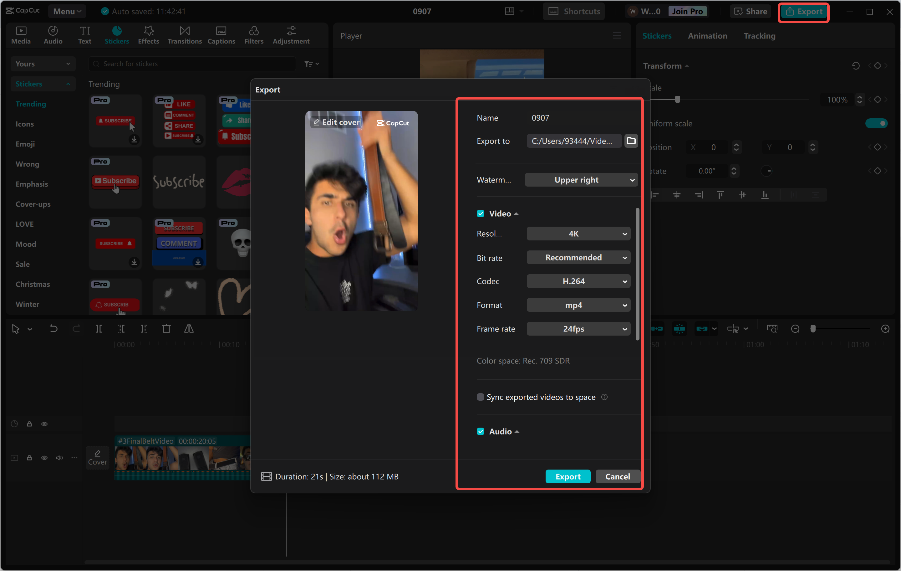 ส่งออกวิดีโอ TikTok จากโปรแกรมแก้ไขวิดีโอเดสก์ท็อปCapCut