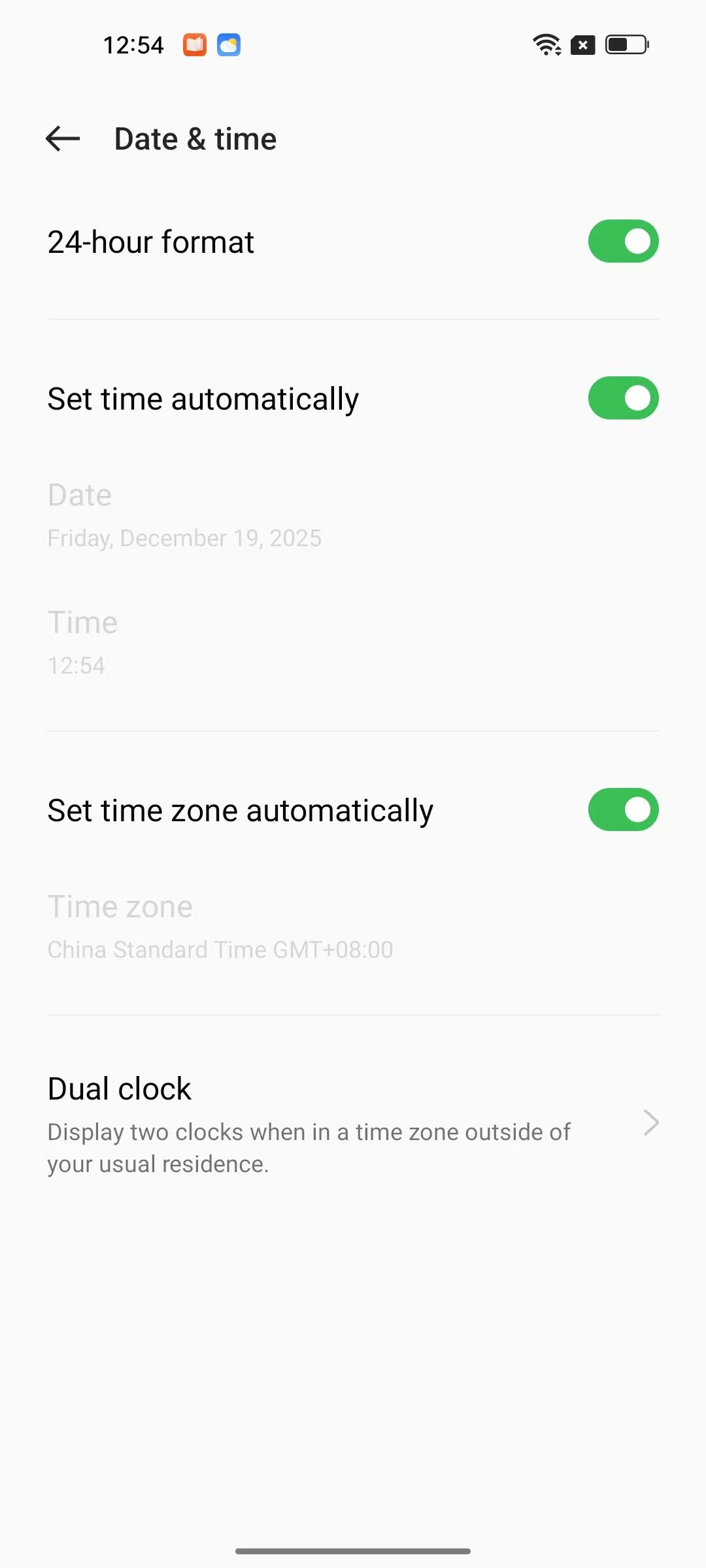 Awtomatikong configuration ng oras sa Android system