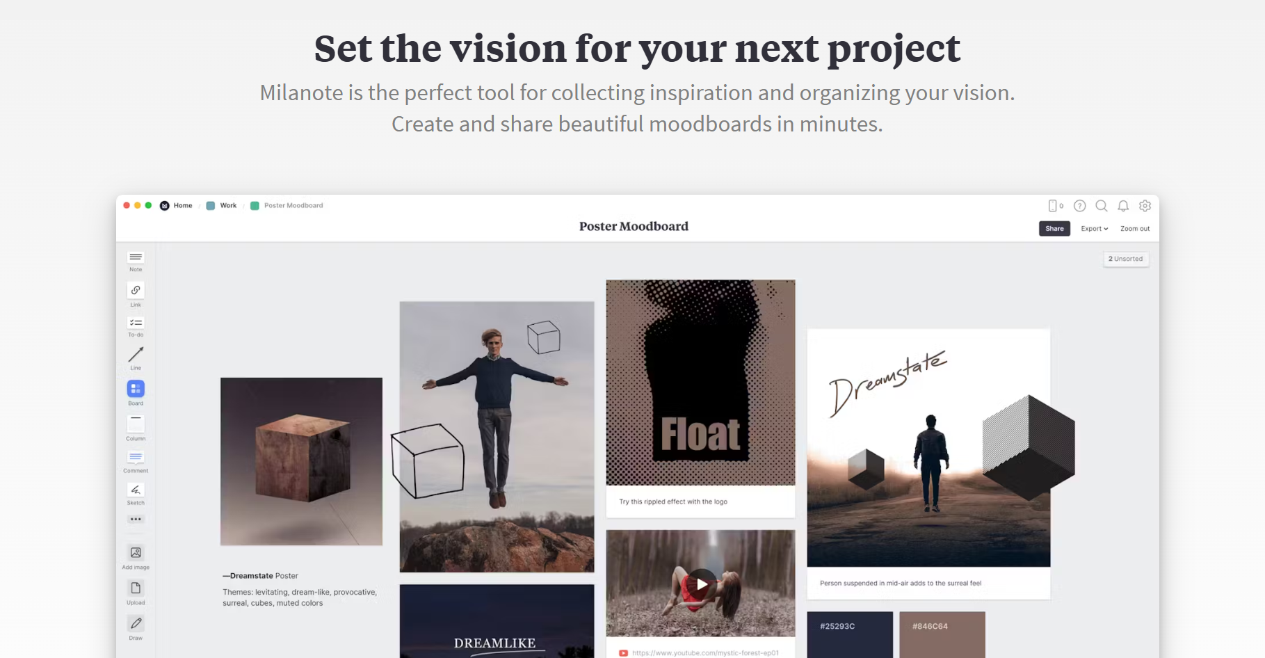 Mood board per il design del logo
