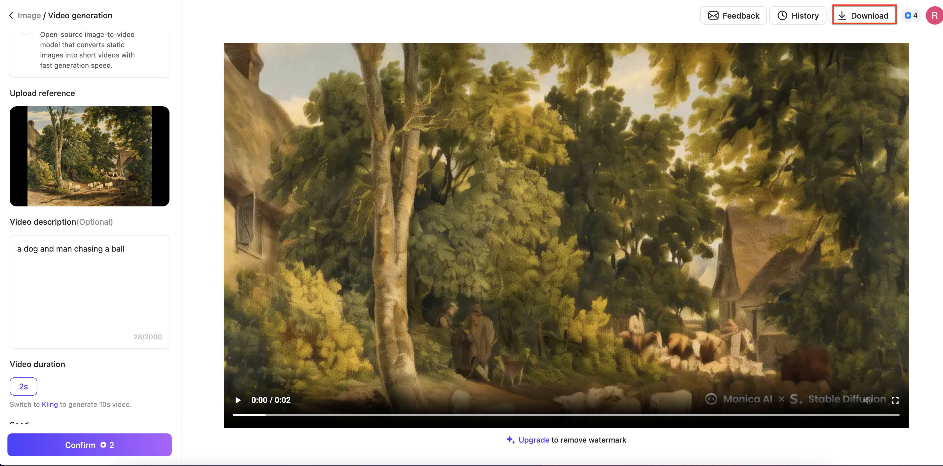 Generate video and download