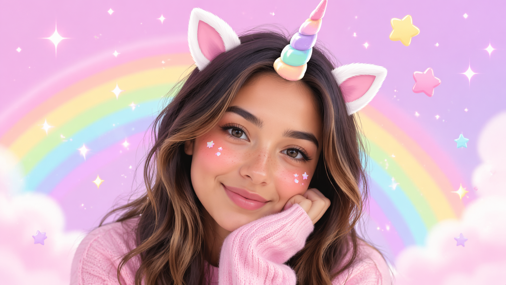 Dreamina add unicorn horn to photo prompt example 1: Kawaii unicorn sticker