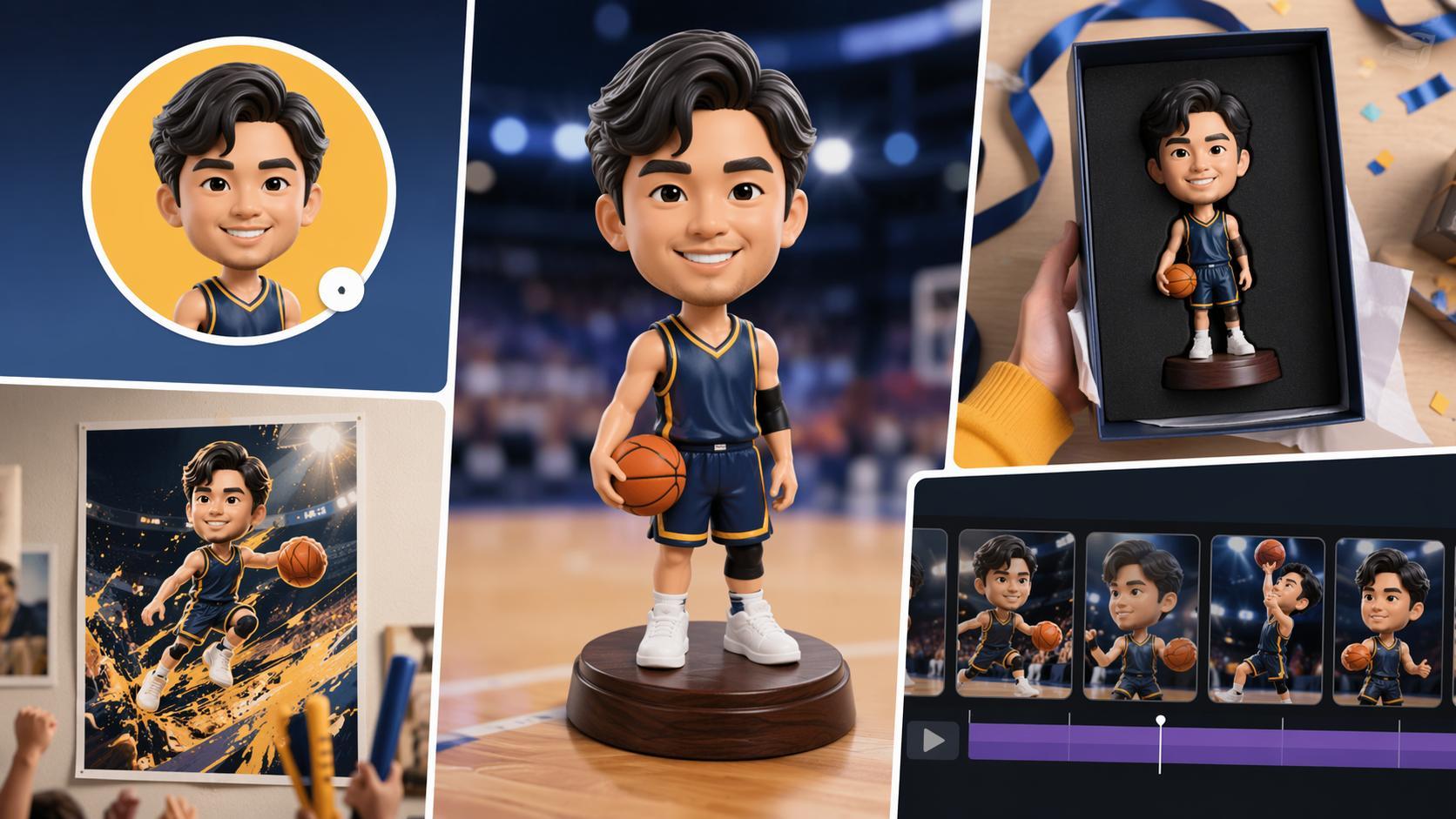 Logo-free sports bobblehead creative customization visual