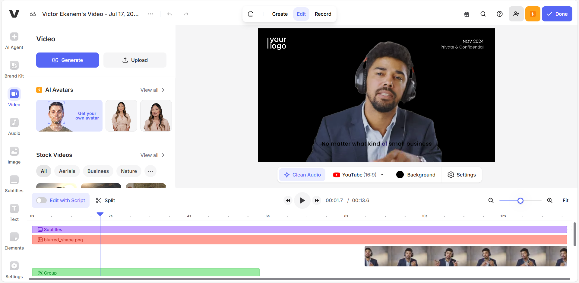 YouTubeからクリップを作成する