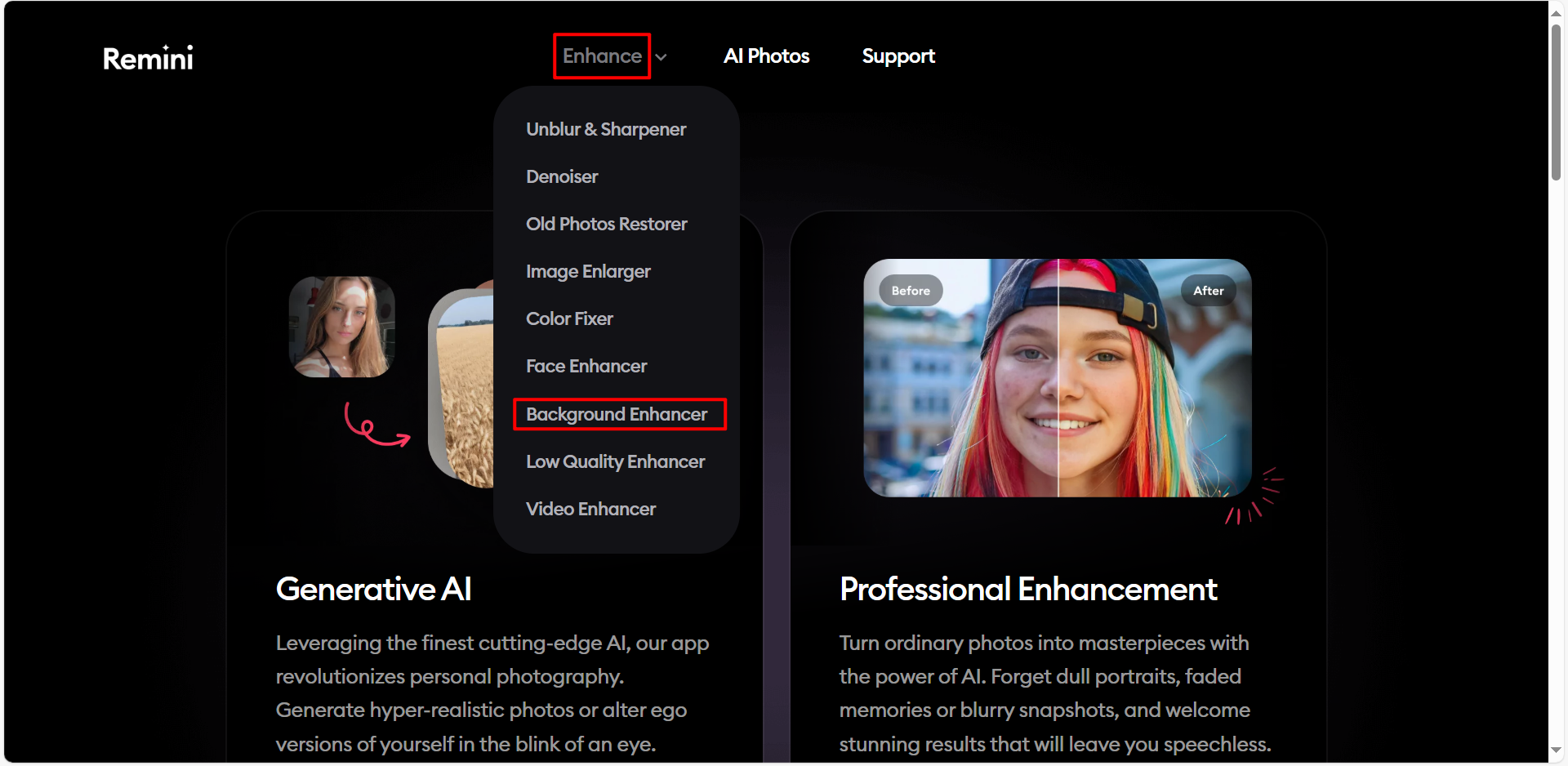 เครื่องมือปรับแต่งด้วย Remini AI