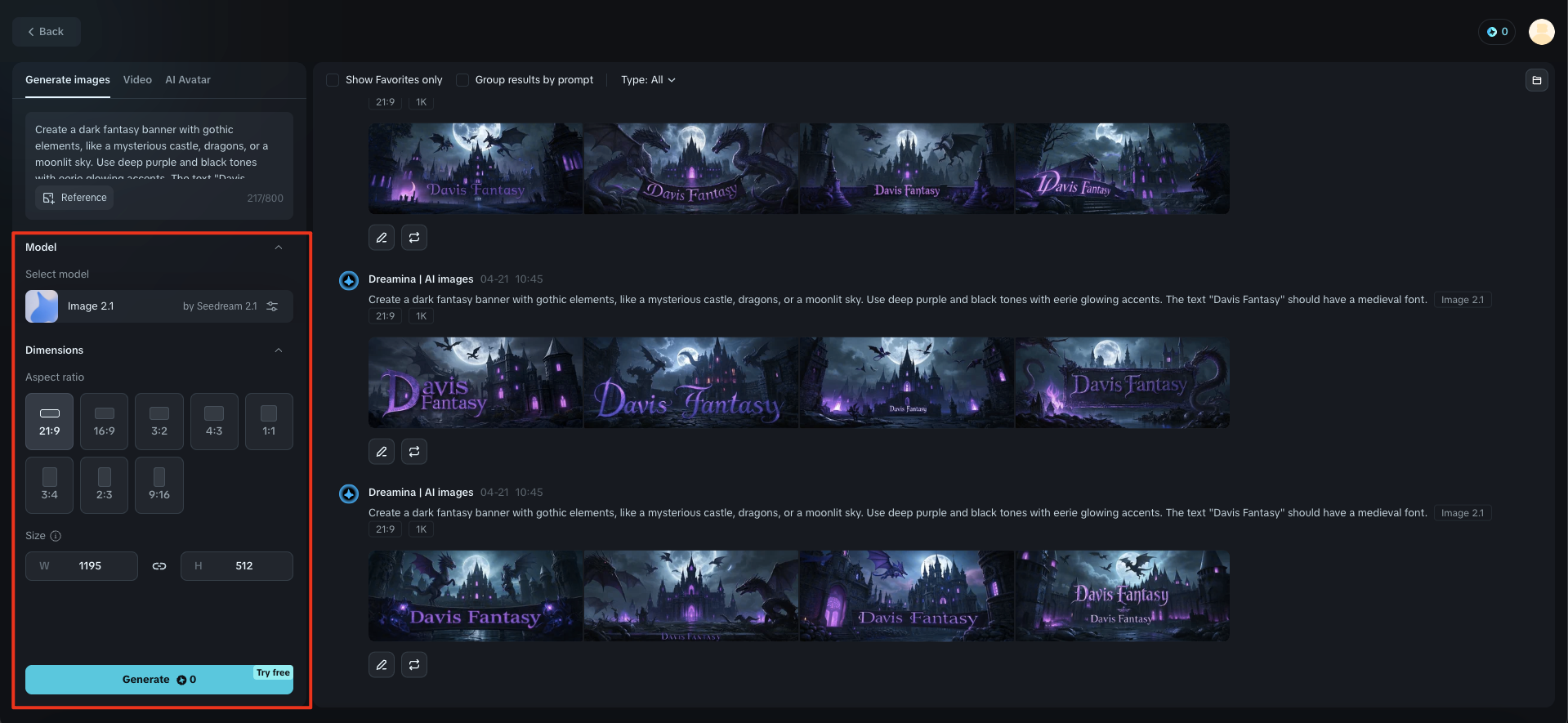 Diseño del banner de Twitch con Dreamina