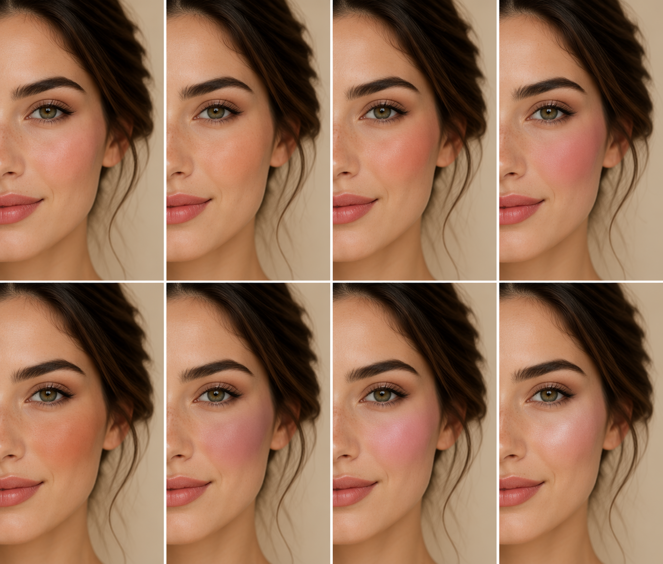 Dreamina virtual blush thử ví dụ nhanh 1: Soft Rosy Blush Portrait