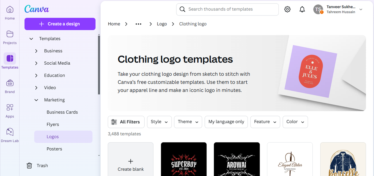 Canva interface