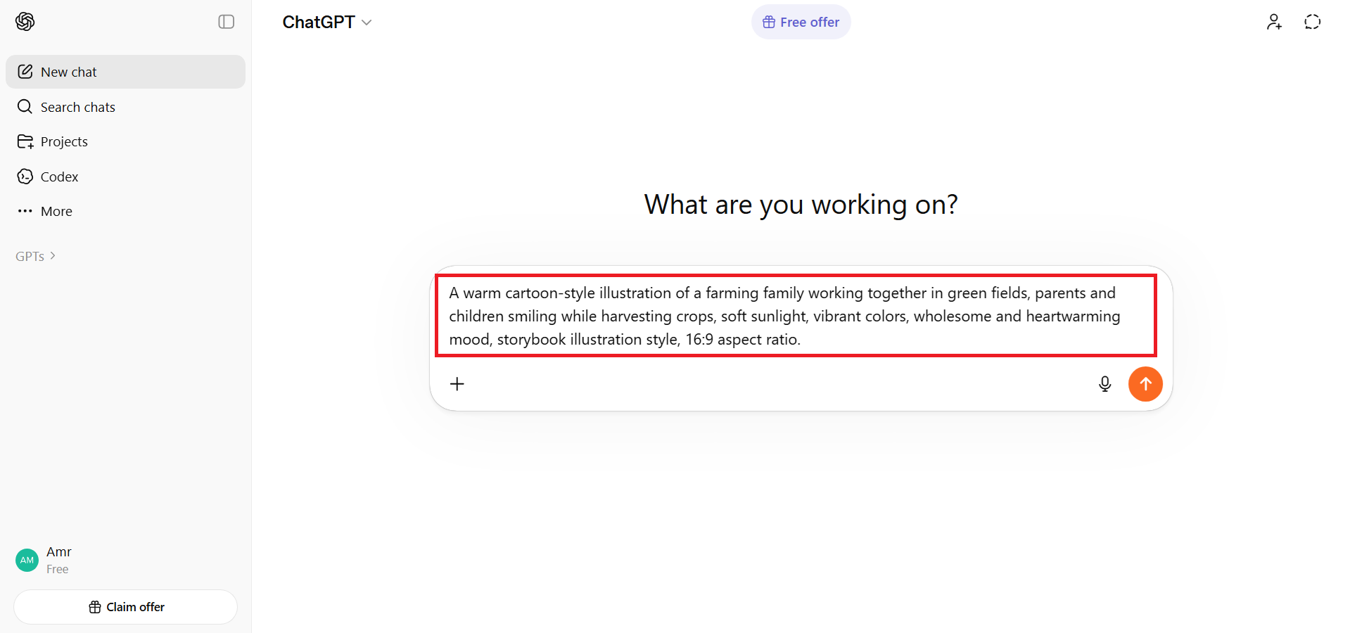 Open ChatGPT and write a clear prompt