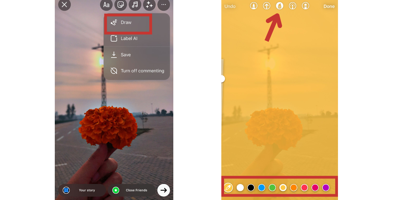 adding color tint to Instagram background story