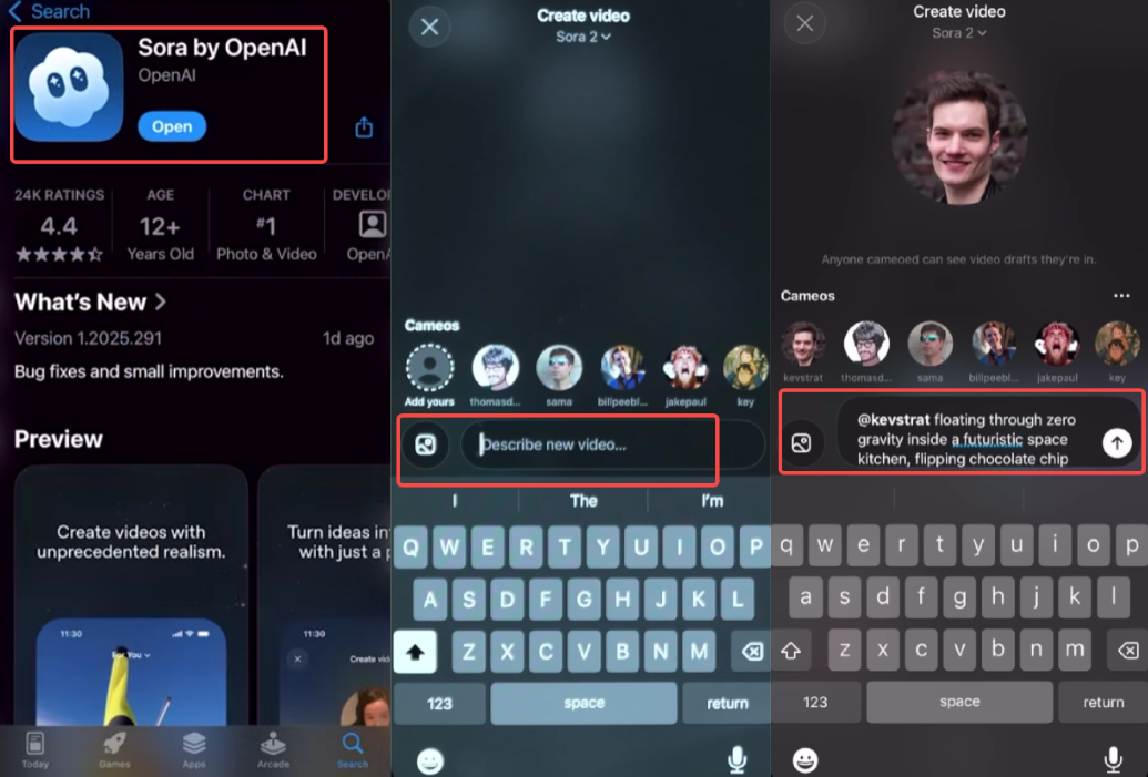 Akses Sora 2.0 dan tulis gesaan anda