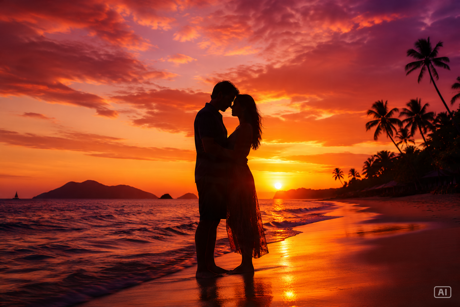 Couple silhouette sunset image generated by Pippit