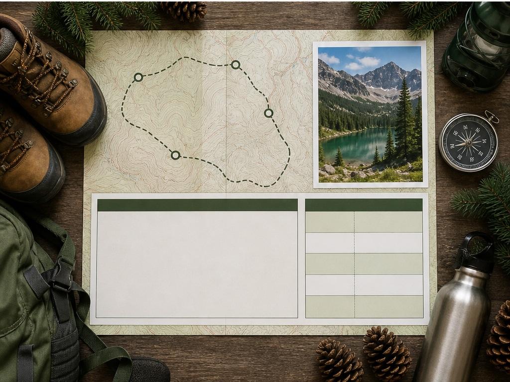 Itinerario de viaje Plantilla de aviso ejemplo 6 - Itinerario de senderismo de montaña