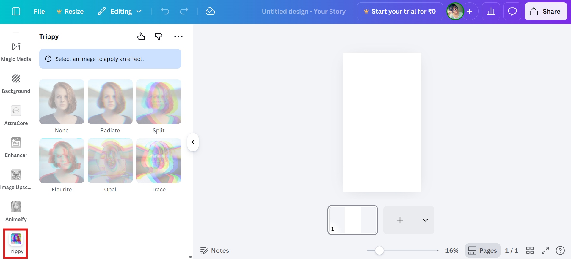 Go to Trippy app in Canva