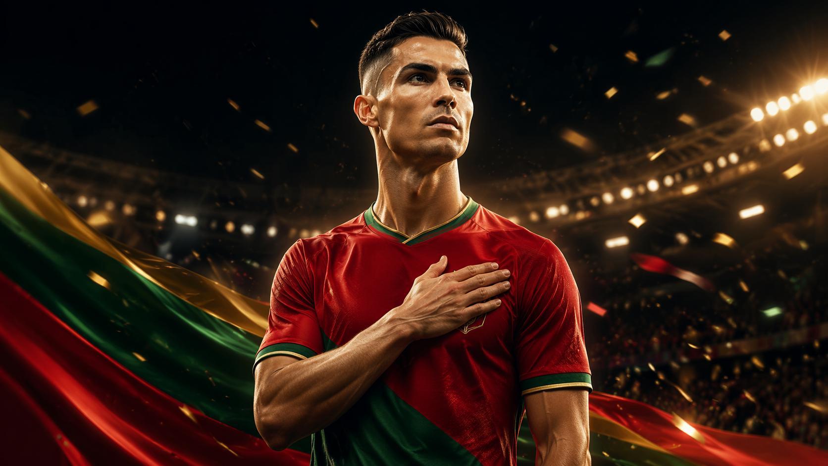 Lüks stadyum aydınlatması ile CR7 'den ilham alan AI fotoğrafı