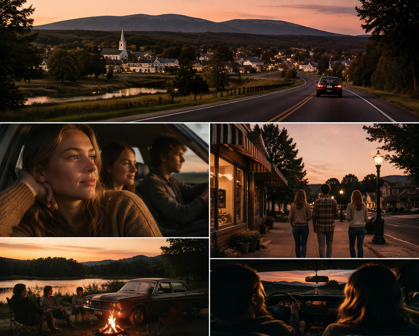 Dreamina Americana photo prompt image example 1: Sunset Diner Road